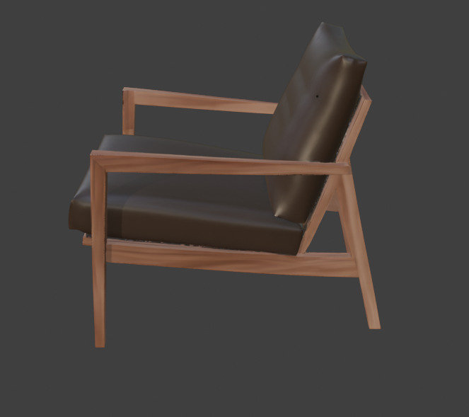 Wooden Armchair Realistic Game-Ready 3D Model with PBR Textures Low-poly 3D model_5