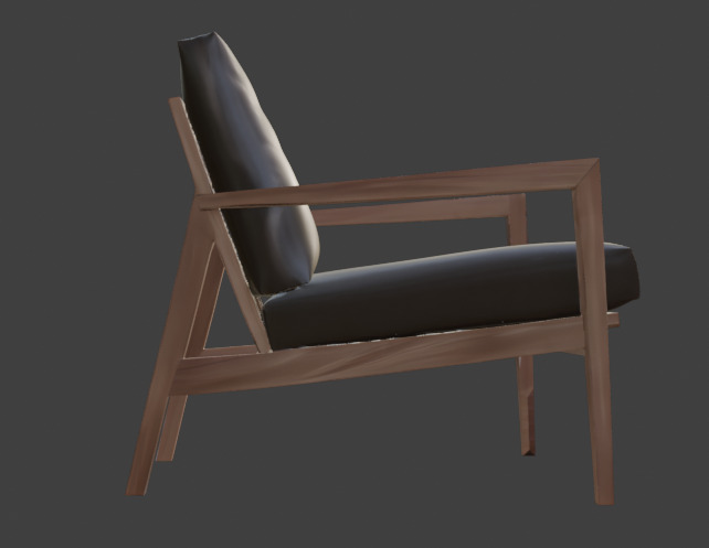 Wooden Armchair Realistic Game-Ready 3D Model with PBR Textures Low-poly 3D model_1