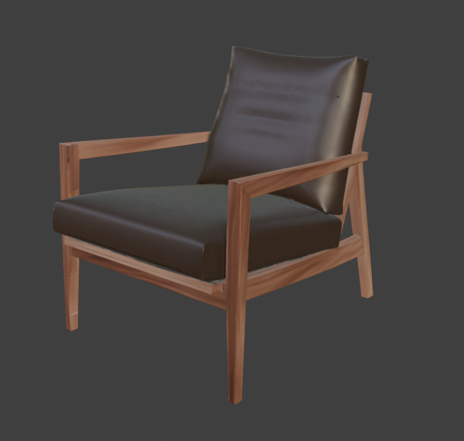 Wooden Armchair Realistic Game-Ready 3D Model with PBR Textures Low-poly 3D model_7