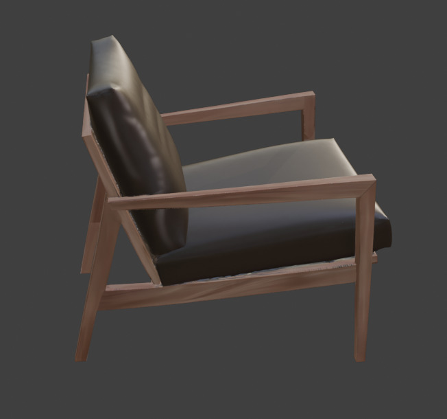 Wooden Armchair Realistic Game-Ready 3D Model with PBR Textures Low-poly 3D model_9