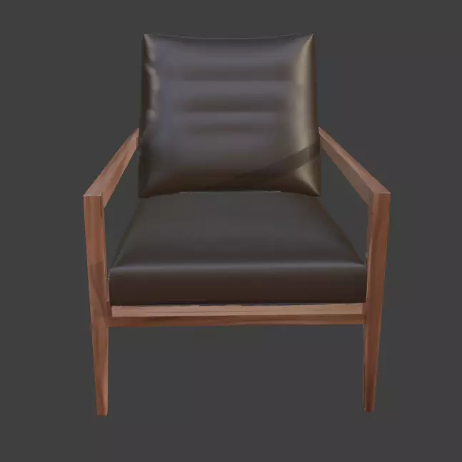 Wooden Armchair Realistic Game-Ready 3D Model with PBR Textures Low-poly 3D model_0
