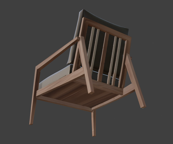 Wooden Armchair Realistic Game-Ready 3D Model with PBR Textures Low-poly 3D model_21