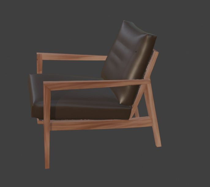 Wooden Armchair Realistic Game-Ready 3D Model with PBR Textures Low-poly 3D model_10