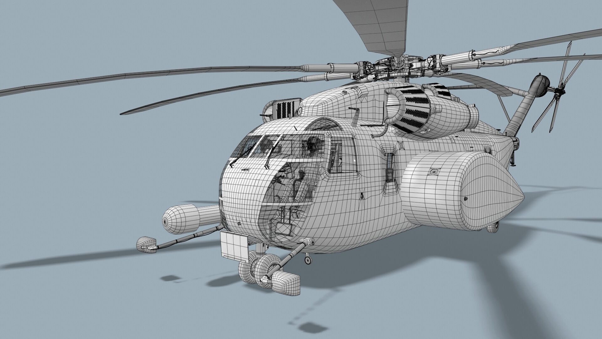 MH-53E Sea Dragon US Navy 2 Complex Animation Low-poly 3D model_30