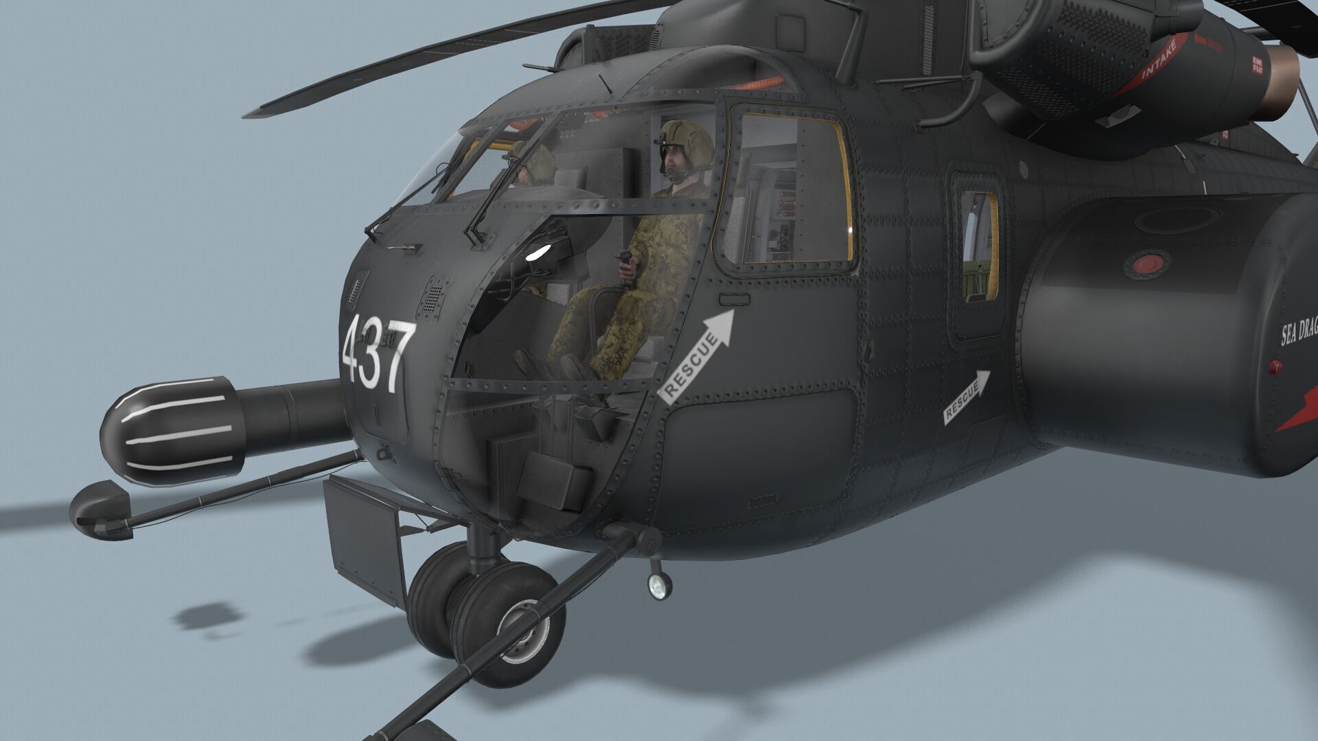 MH-53E Sea Dragon US Navy 2 Complex Animation Low-poly 3D model_7