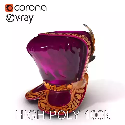 Ornate Regal Hat Model Pack with Golden Embroidery and Feathers