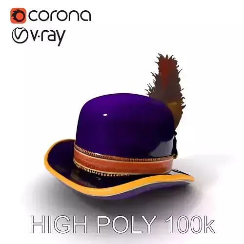 Elegant Purple Feather Hat Model Pack