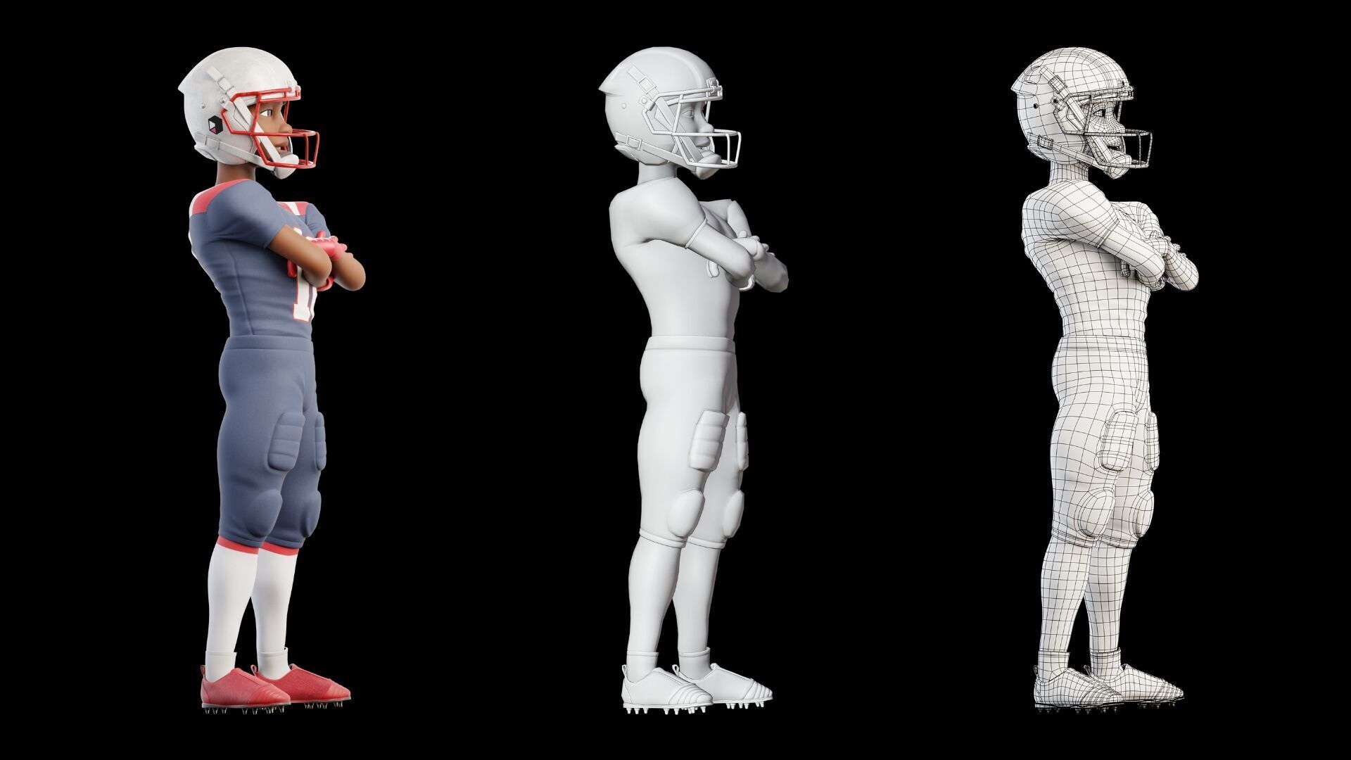 NFL Player Football Sport Cartoon Man 3D model_14