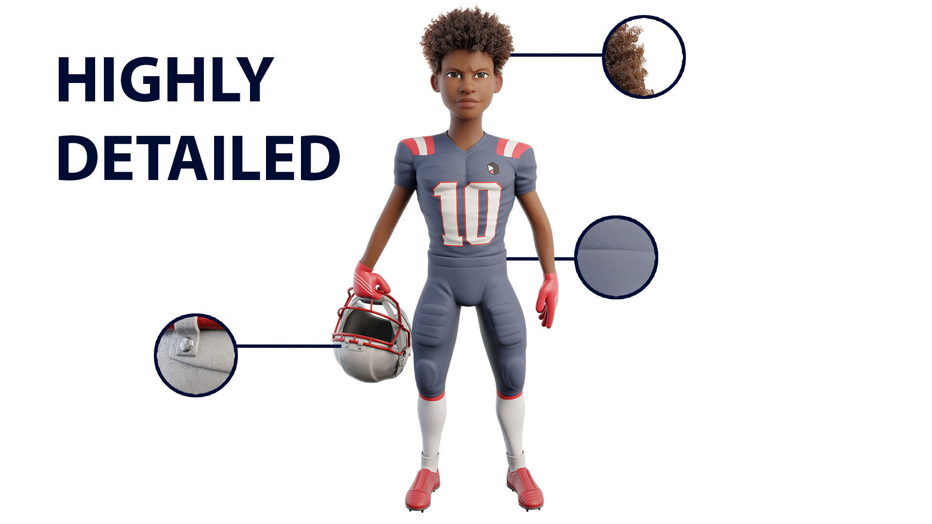 NFL Player Football Sport Cartoon Man 3D model_7