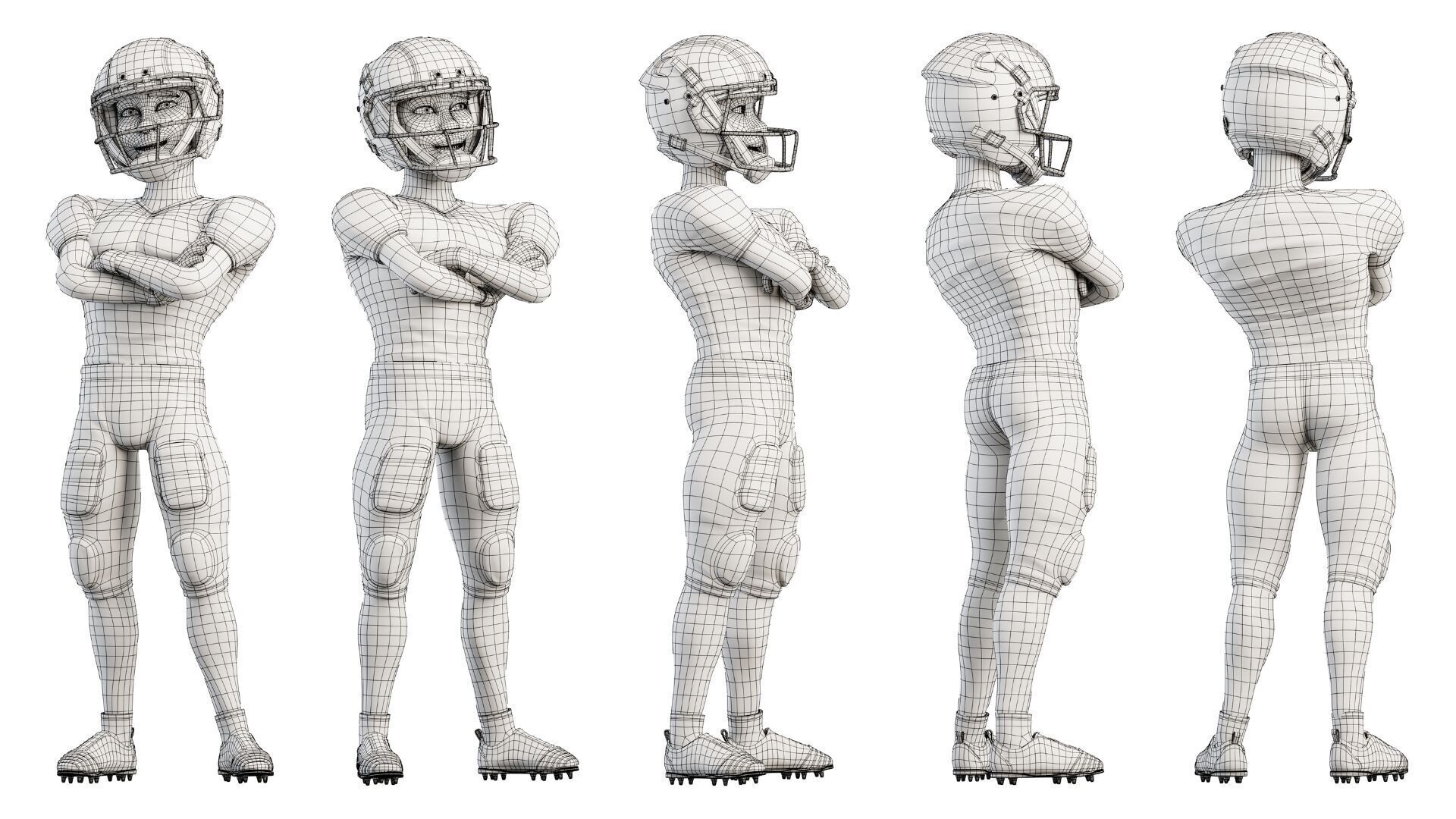 NFL Player Football Sport Cartoon Man 3D model_11