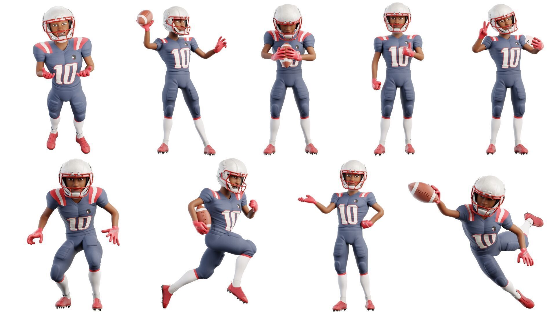 NFL Player Football Sport Cartoon Man 3D model_21