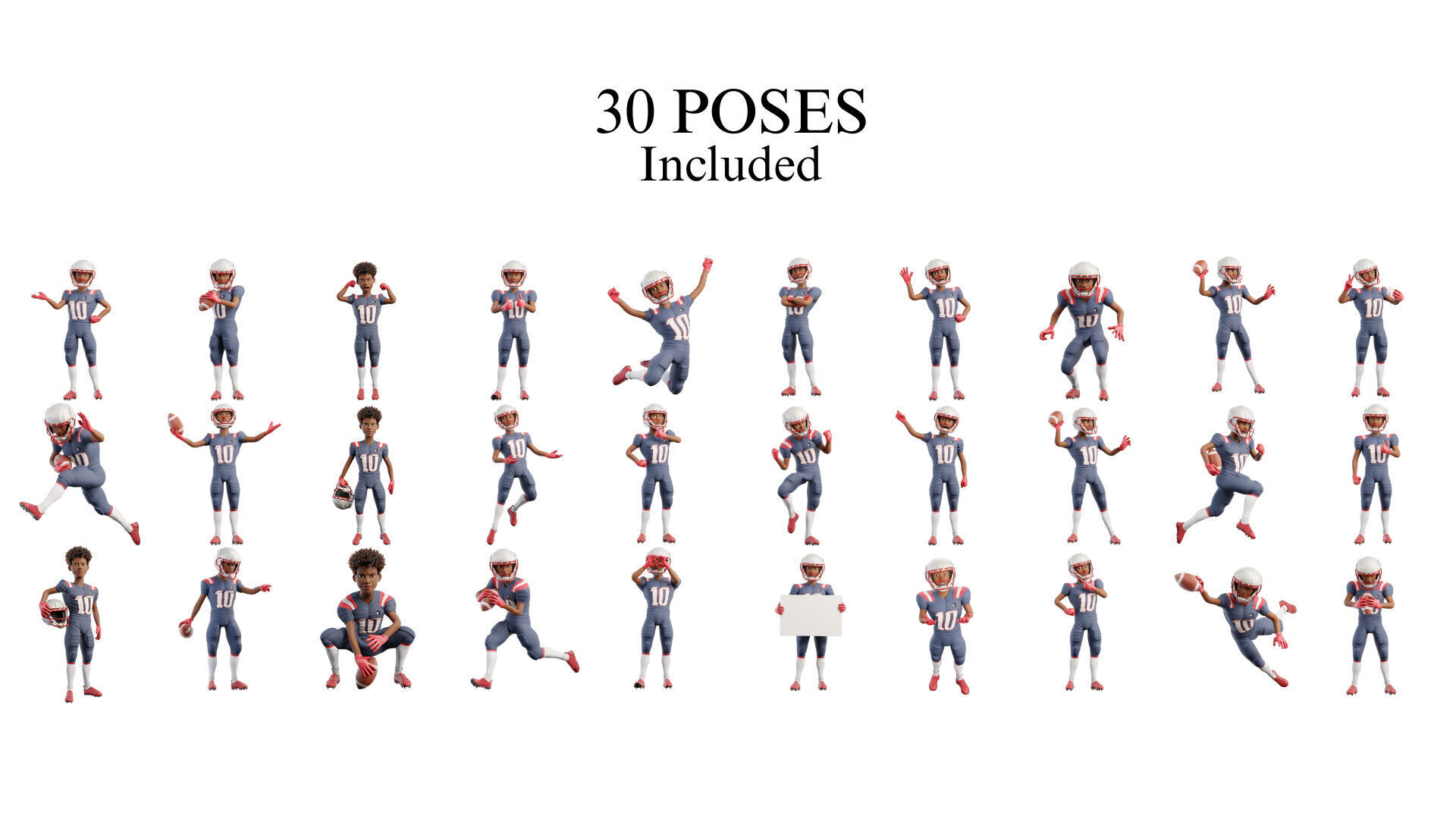 NFL Player Football Sport Cartoon Man 3D model_4