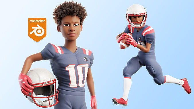 NFL Player Football Sport Cartoon Man 3D model