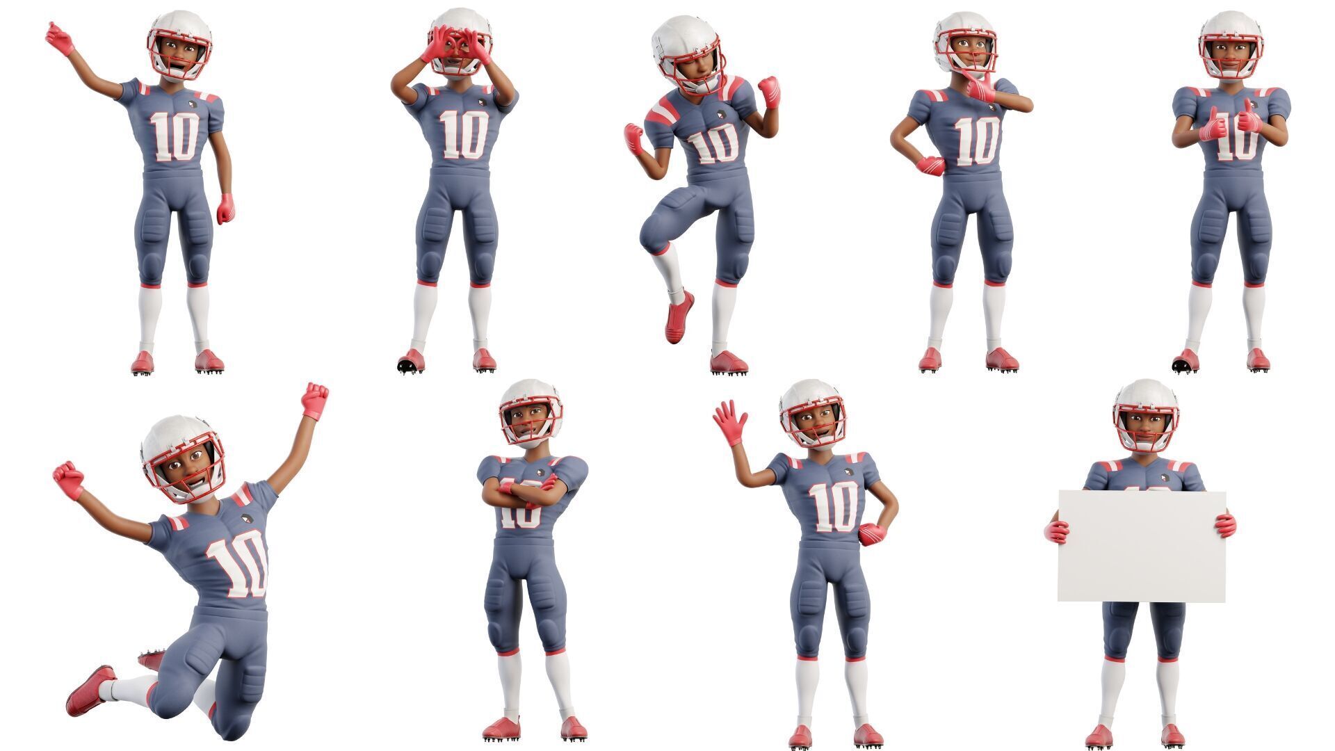 NFL Player Football Sport Cartoon Man 3D model_23