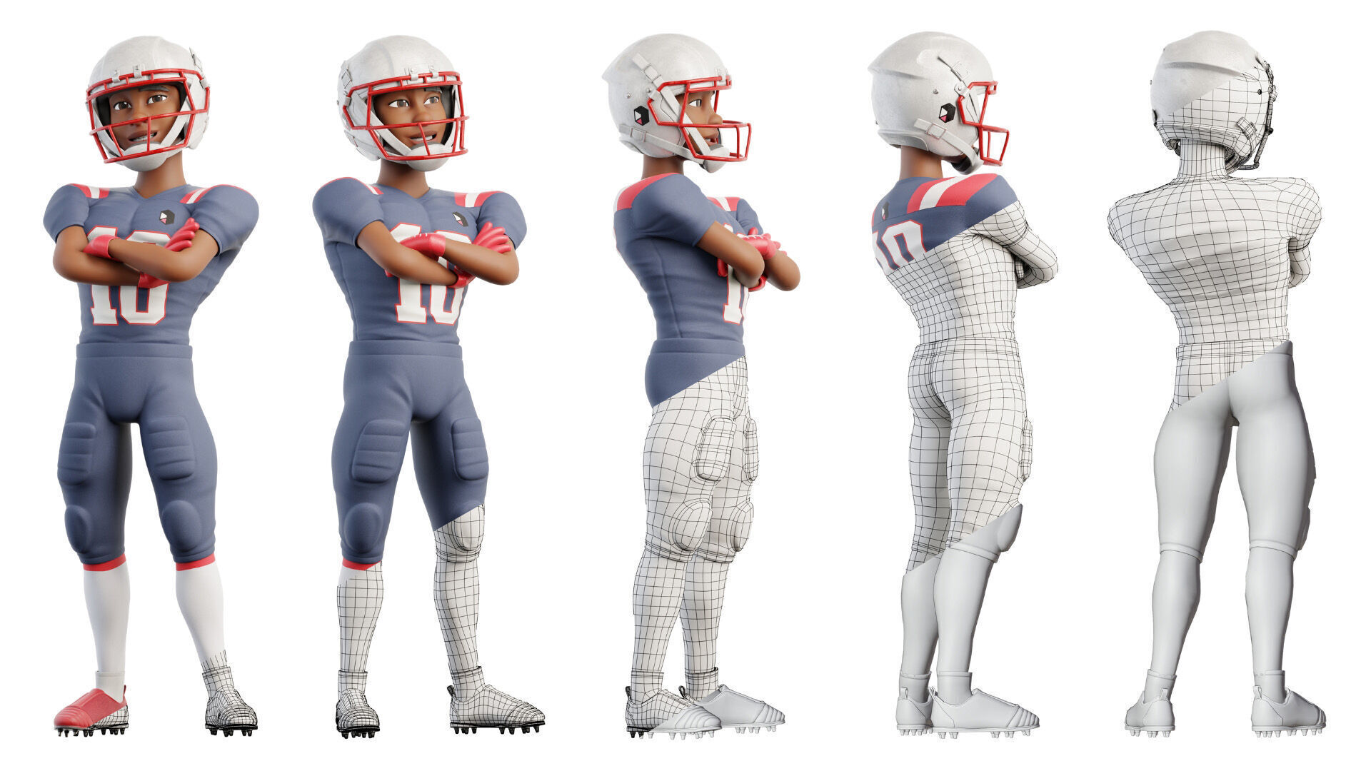 NFL Player Football Sport Cartoon Man 3D model_8