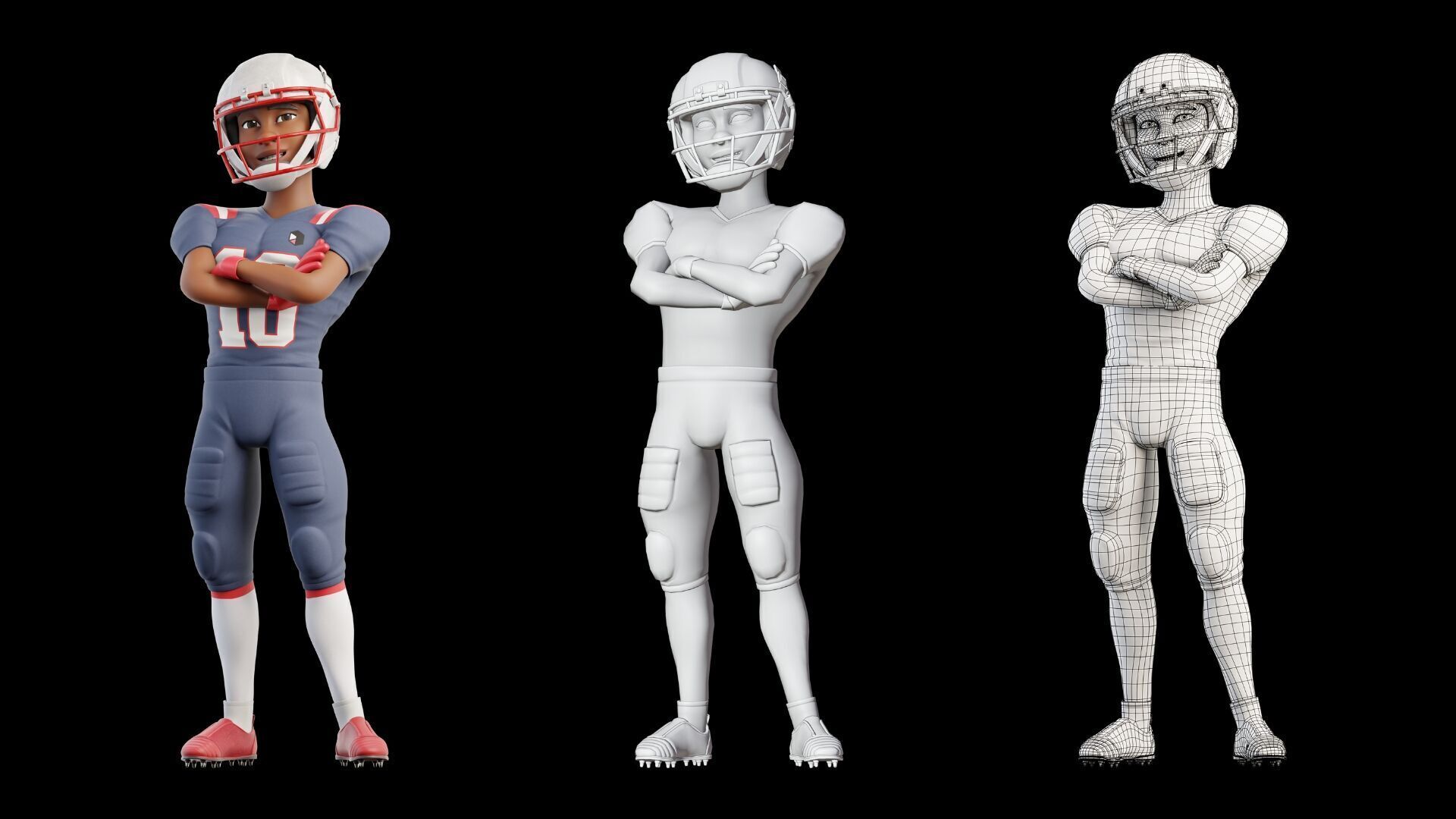 NFL Player Football Sport Cartoon Man 3D model_1