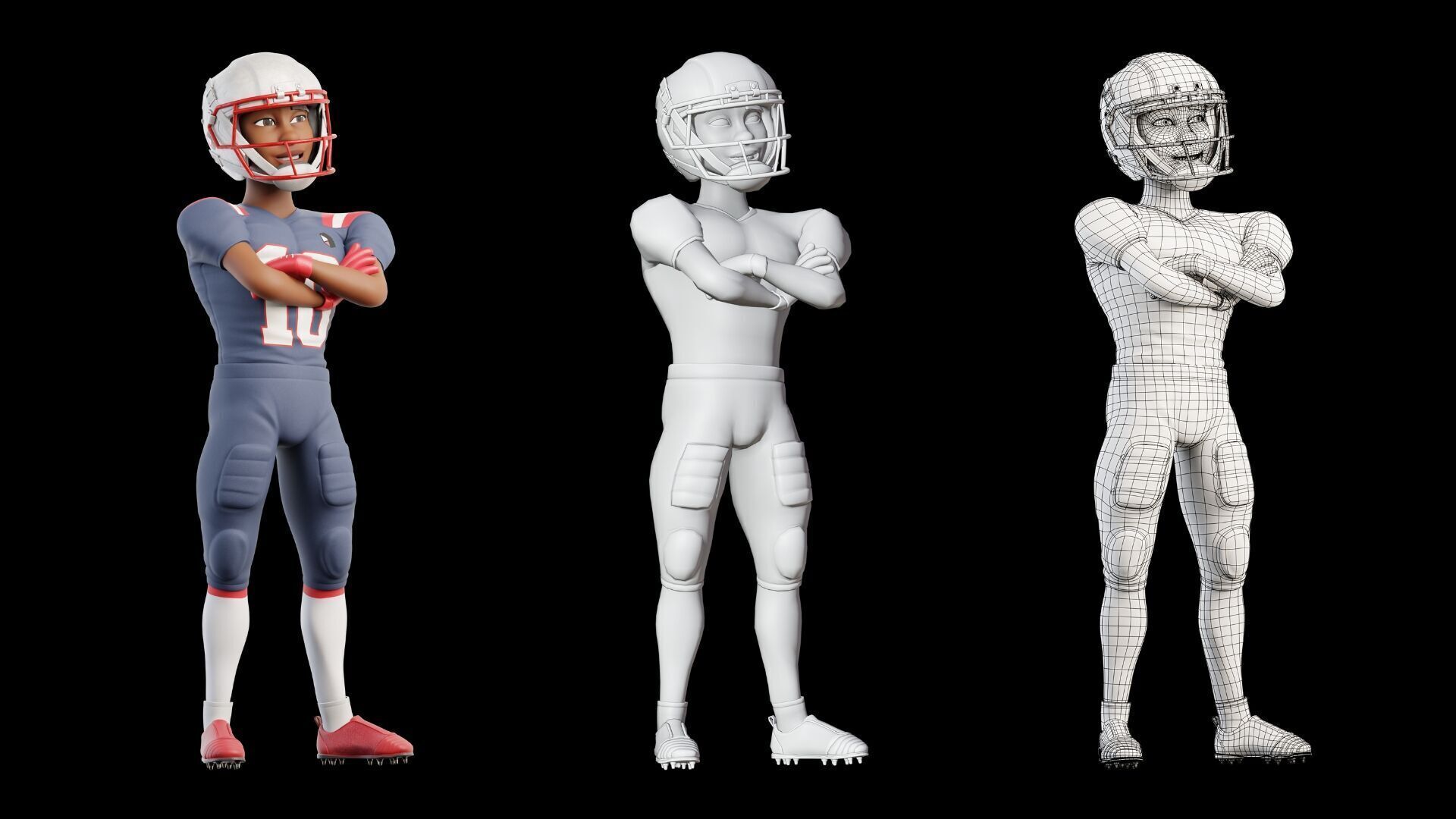 NFL Player Football Sport Cartoon Man 3D model_12