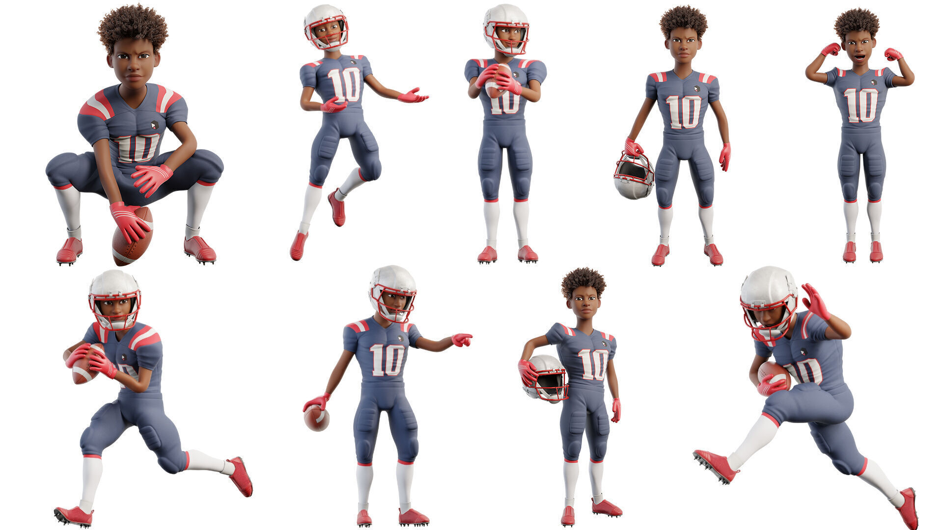 NFL Player Football Sport Cartoon Man 3D model_22