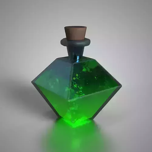 Fantasy Green Mana Potion Diamond Glass Bottle Stylized