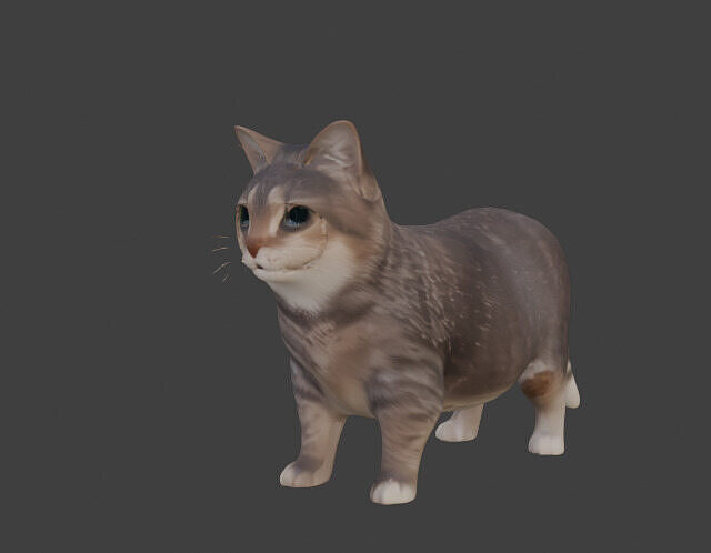 Tabby Cat Realistic Game-Ready 3D Model with PBR Textures Low-poly 3D model