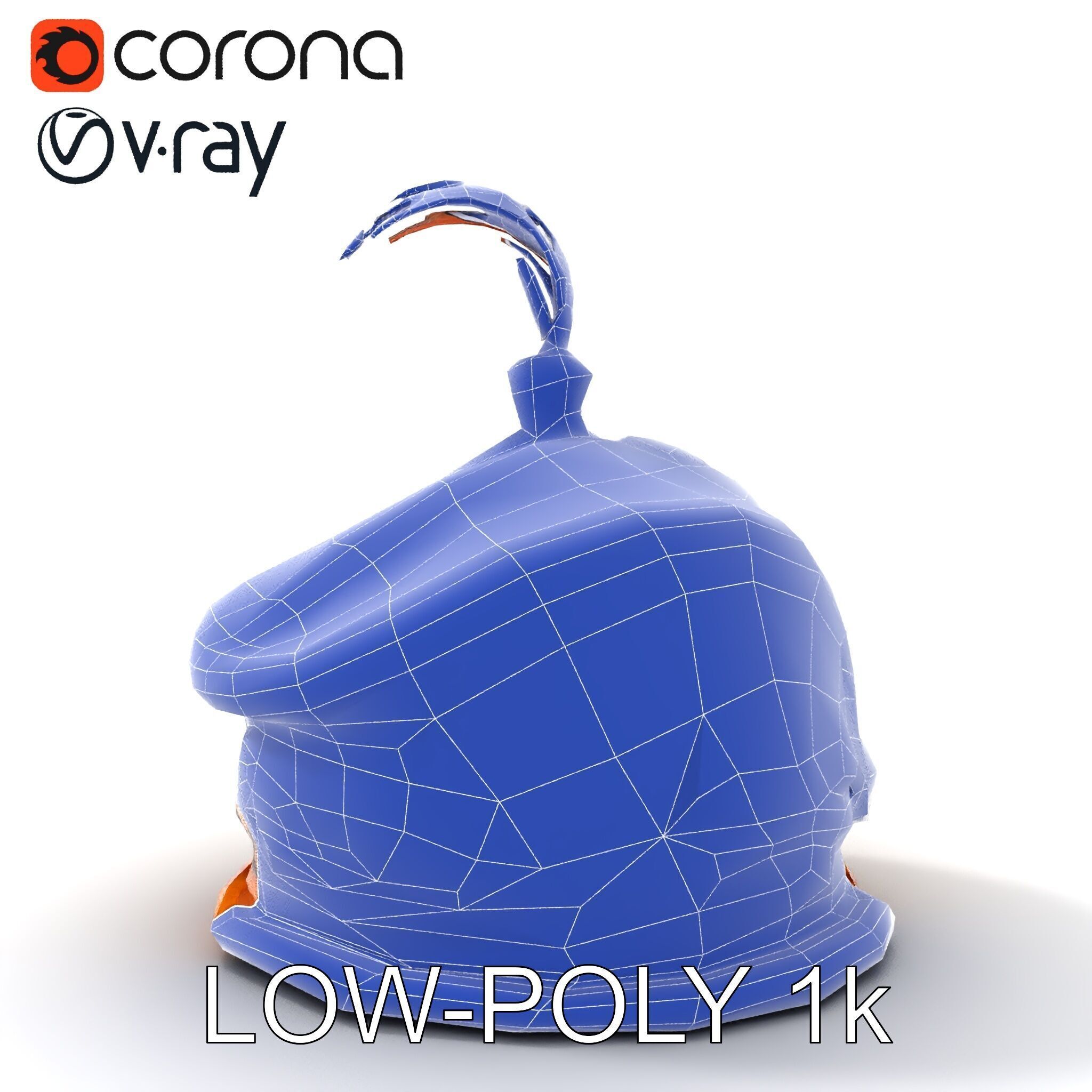 Elegant Embroidered Hat model pack with Feather Detail Low-poly 3D model_32