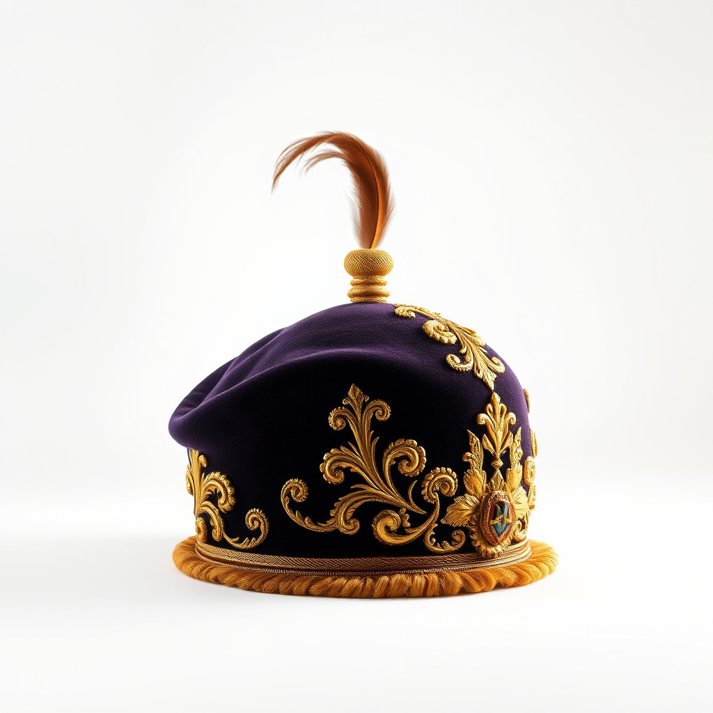 Elegant Embroidered Hat model pack with Feather Detail Low-poly 3D model_4