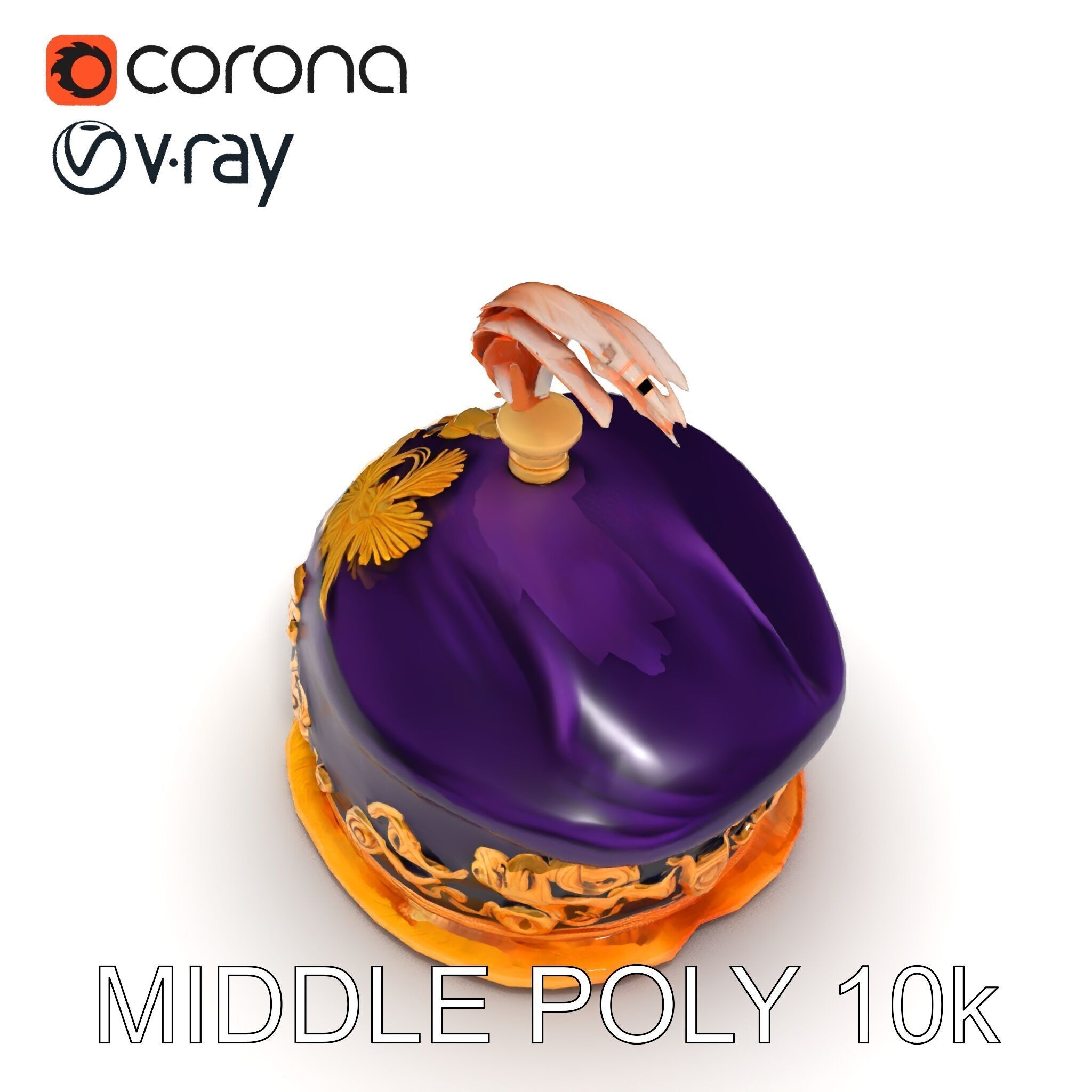 Elegant Embroidered Hat model pack with Feather Detail Low-poly 3D model_8