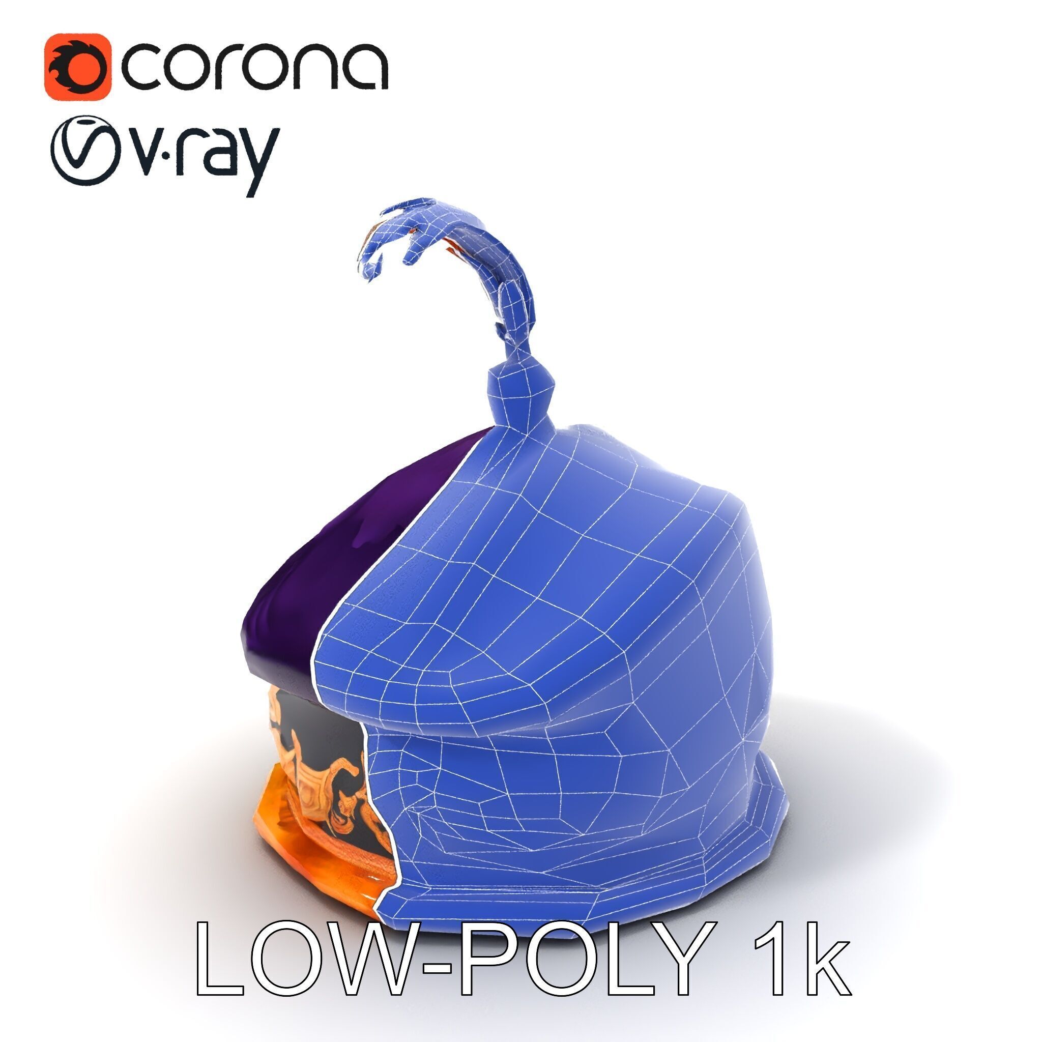 Elegant Embroidered Hat model pack with Feather Detail Low-poly 3D model_7