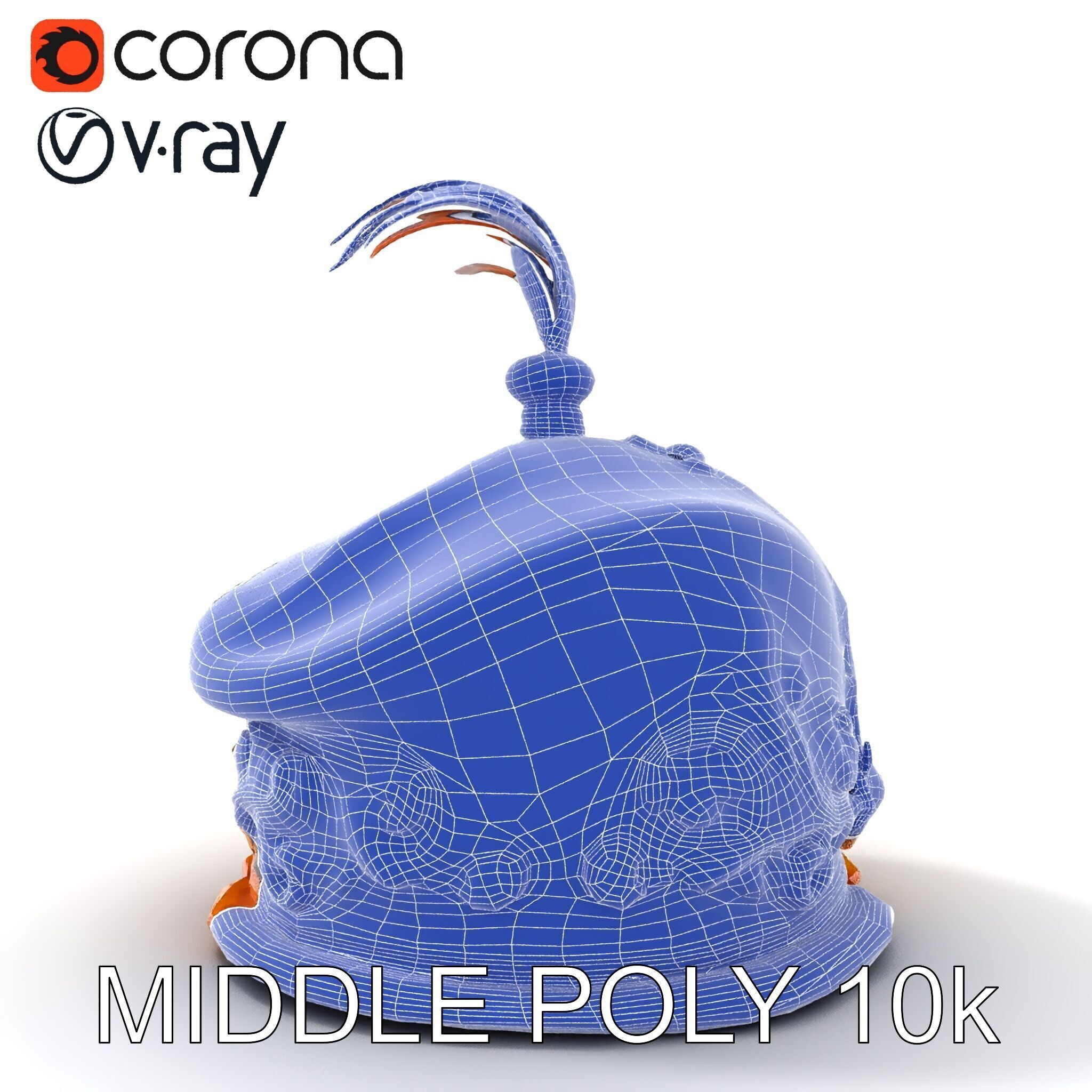 Elegant Embroidered Hat model pack with Feather Detail Low-poly 3D model_23