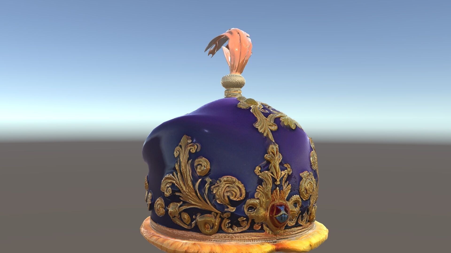 Elegant Embroidered Hat model pack with Feather Detail Low-poly 3D model_31