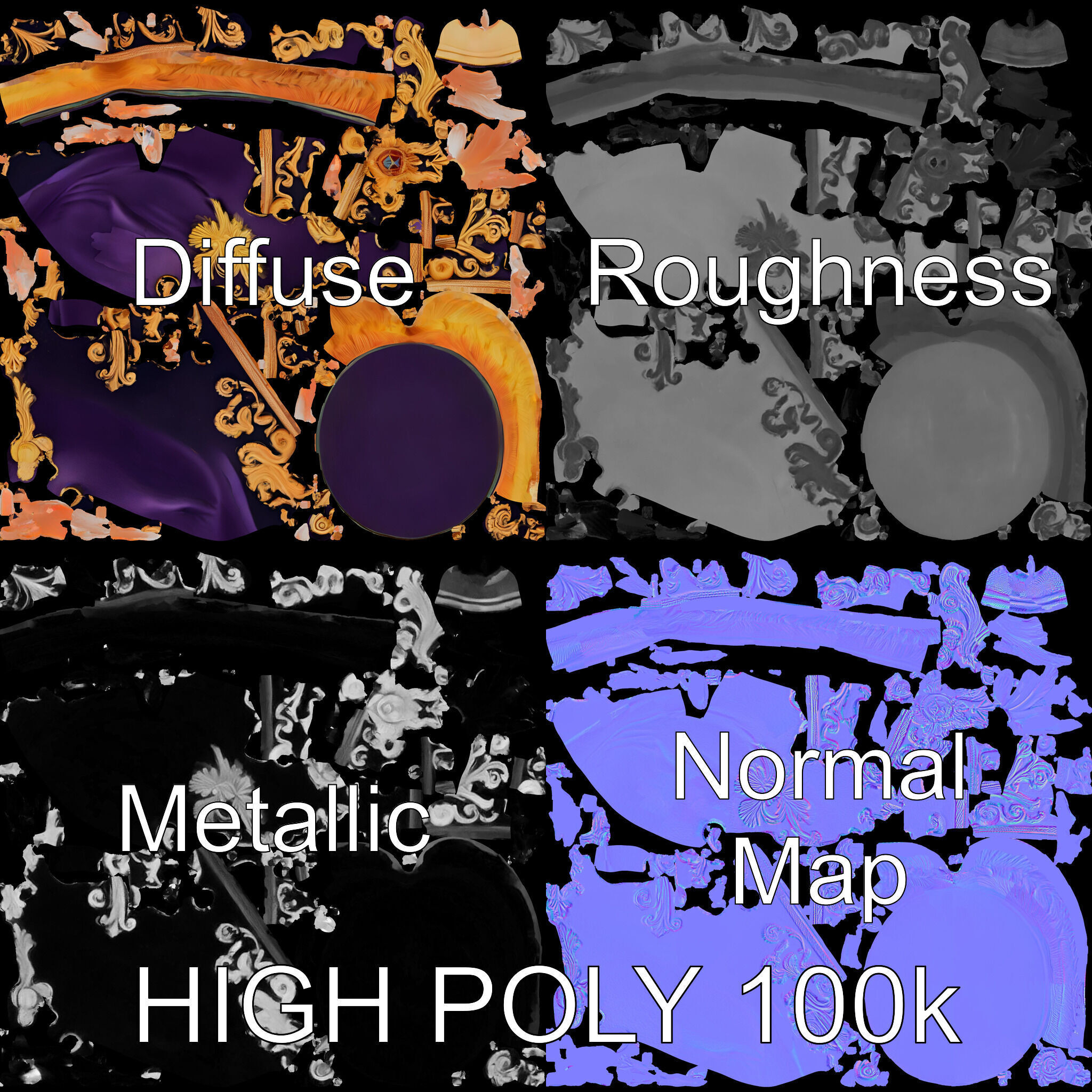 Elegant Embroidered Hat model pack with Feather Detail Low-poly 3D model_2