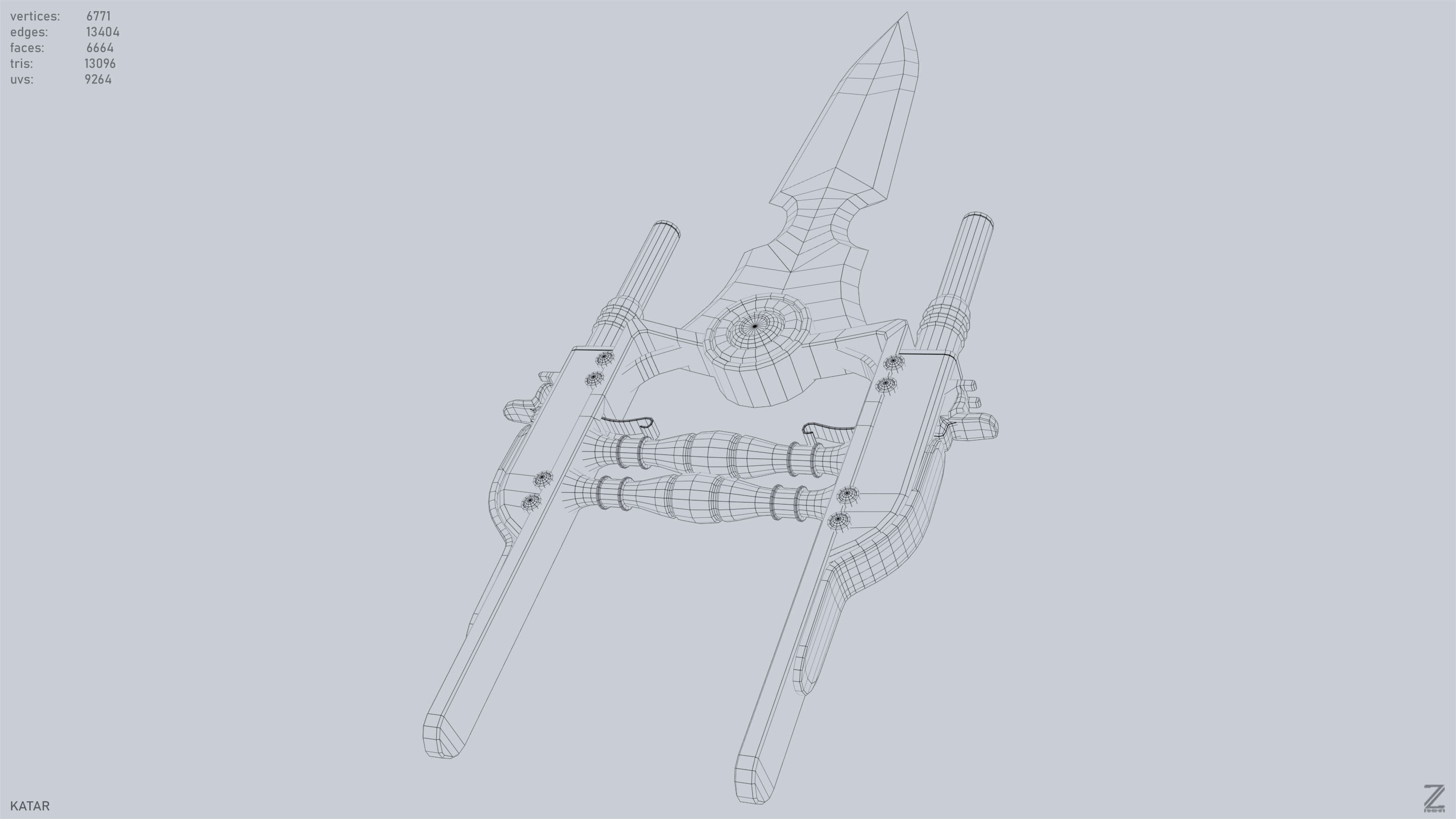 Katar Low-poly 3D model_11