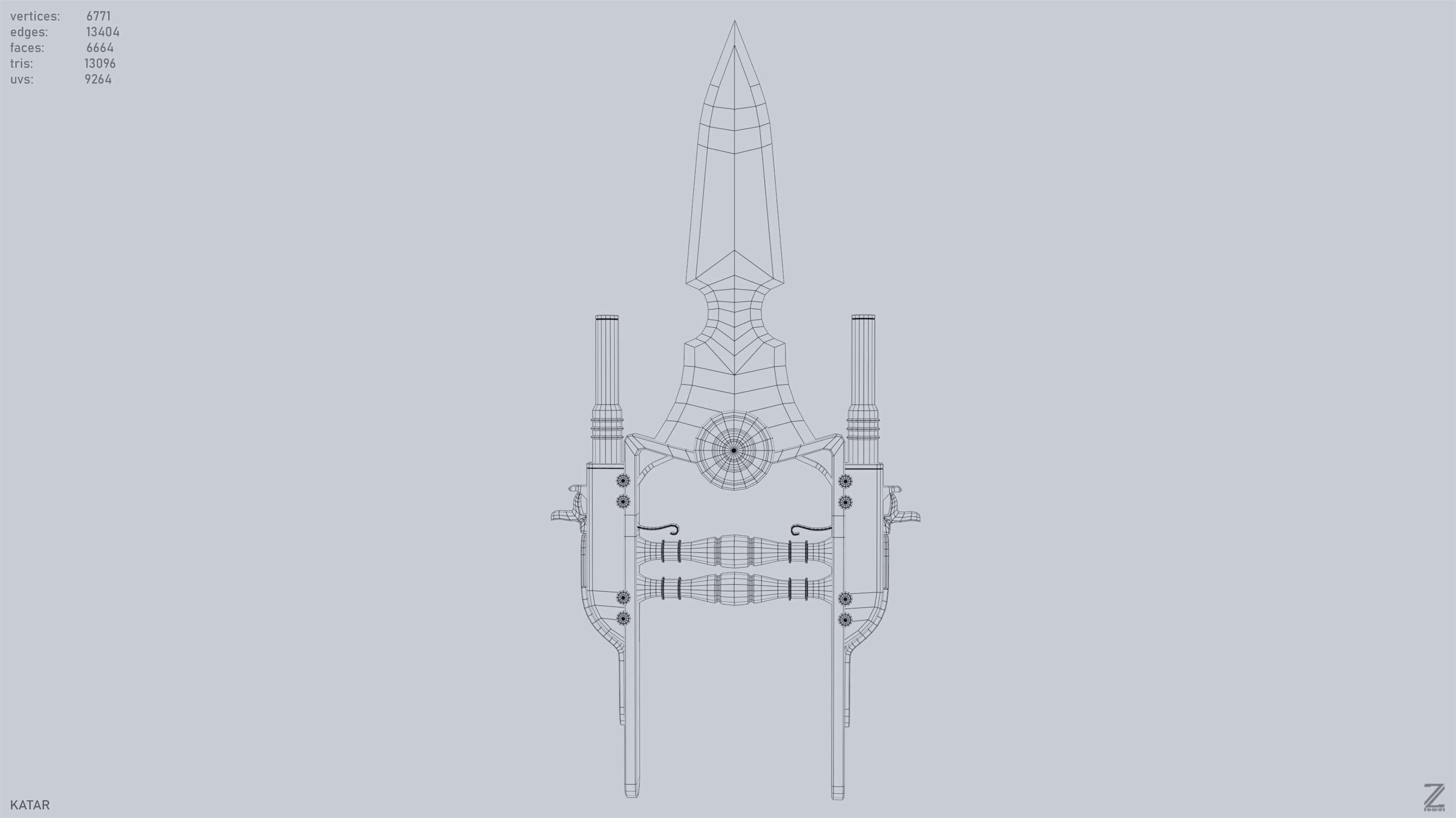 Katar Low-poly 3D model_9