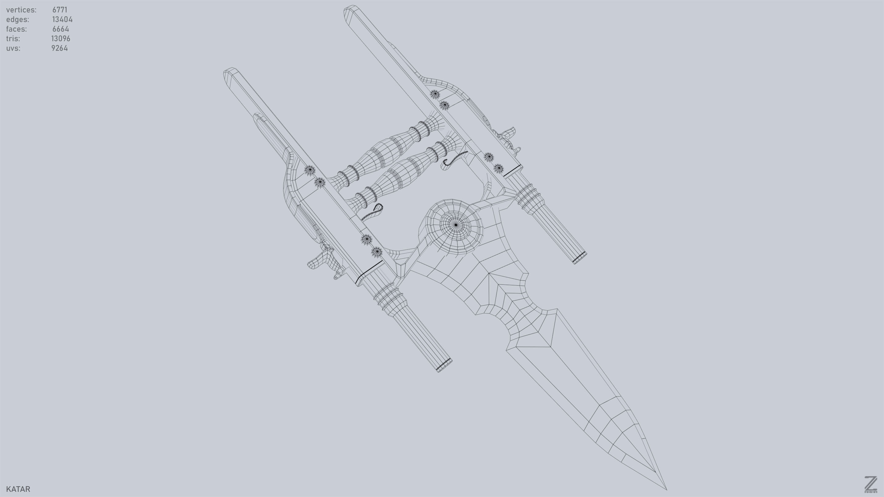 Katar Low-poly 3D model_15