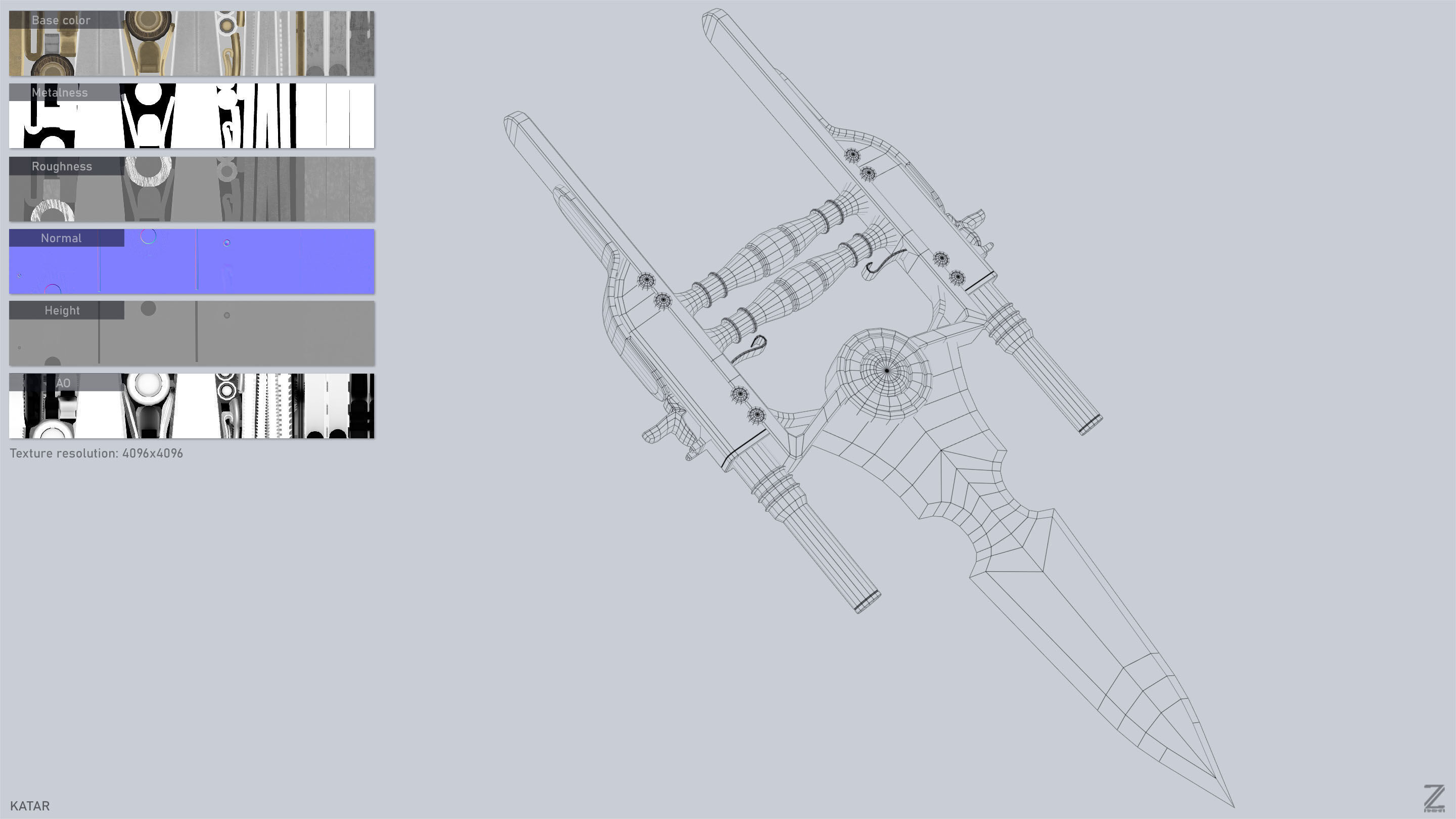 Katar Low-poly 3D model_3