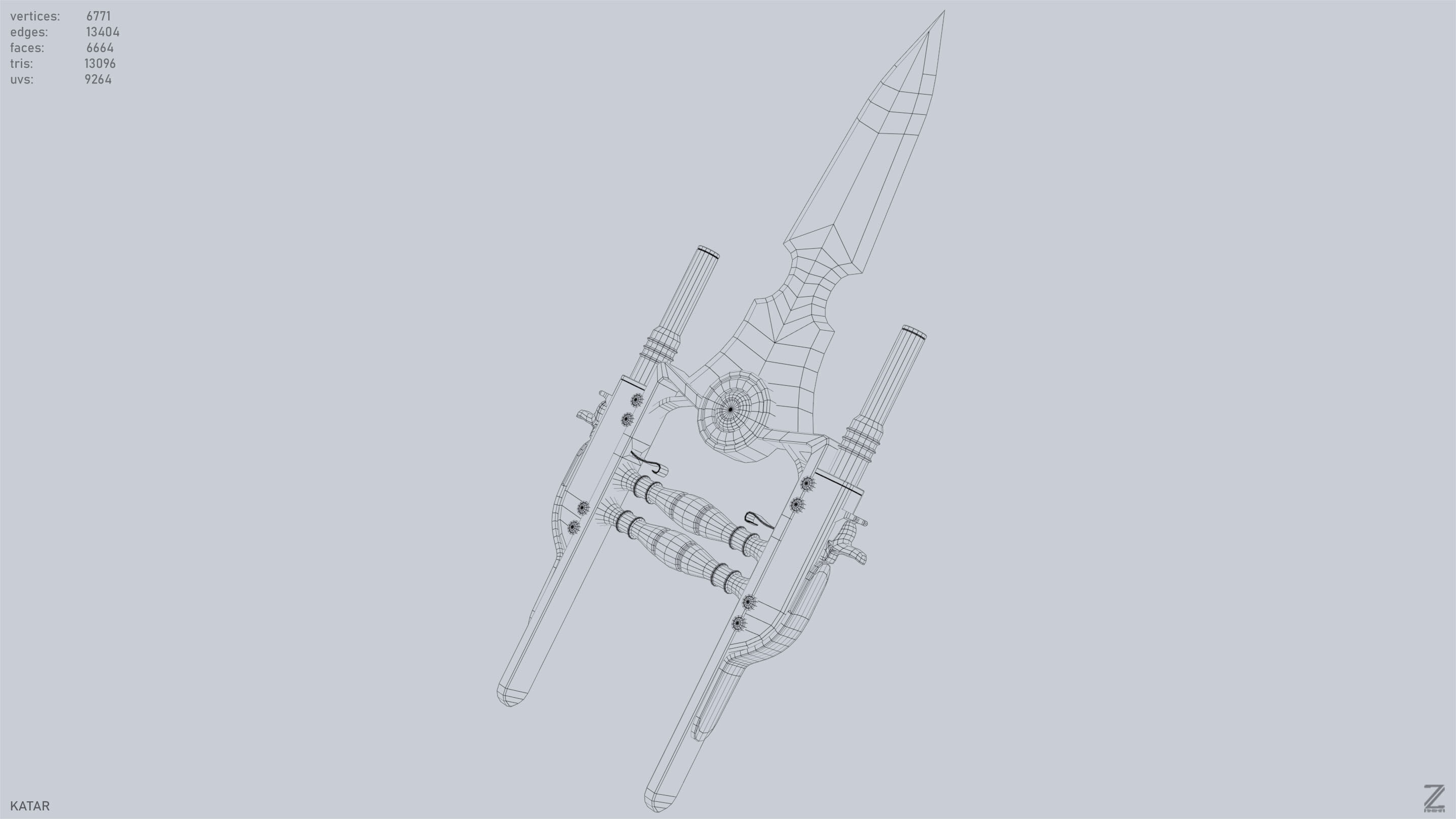 Katar Low-poly 3D model_13