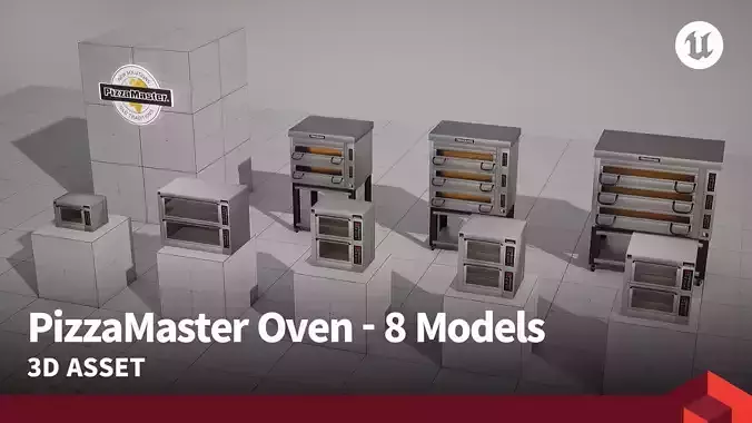 PizzaMaster Oven - 8 Models Low-poly 3D model