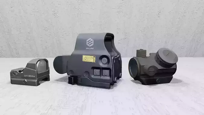 Holographic Reflex Sight Low Poly Game Scope FBX and Blend Low-poly 3D model