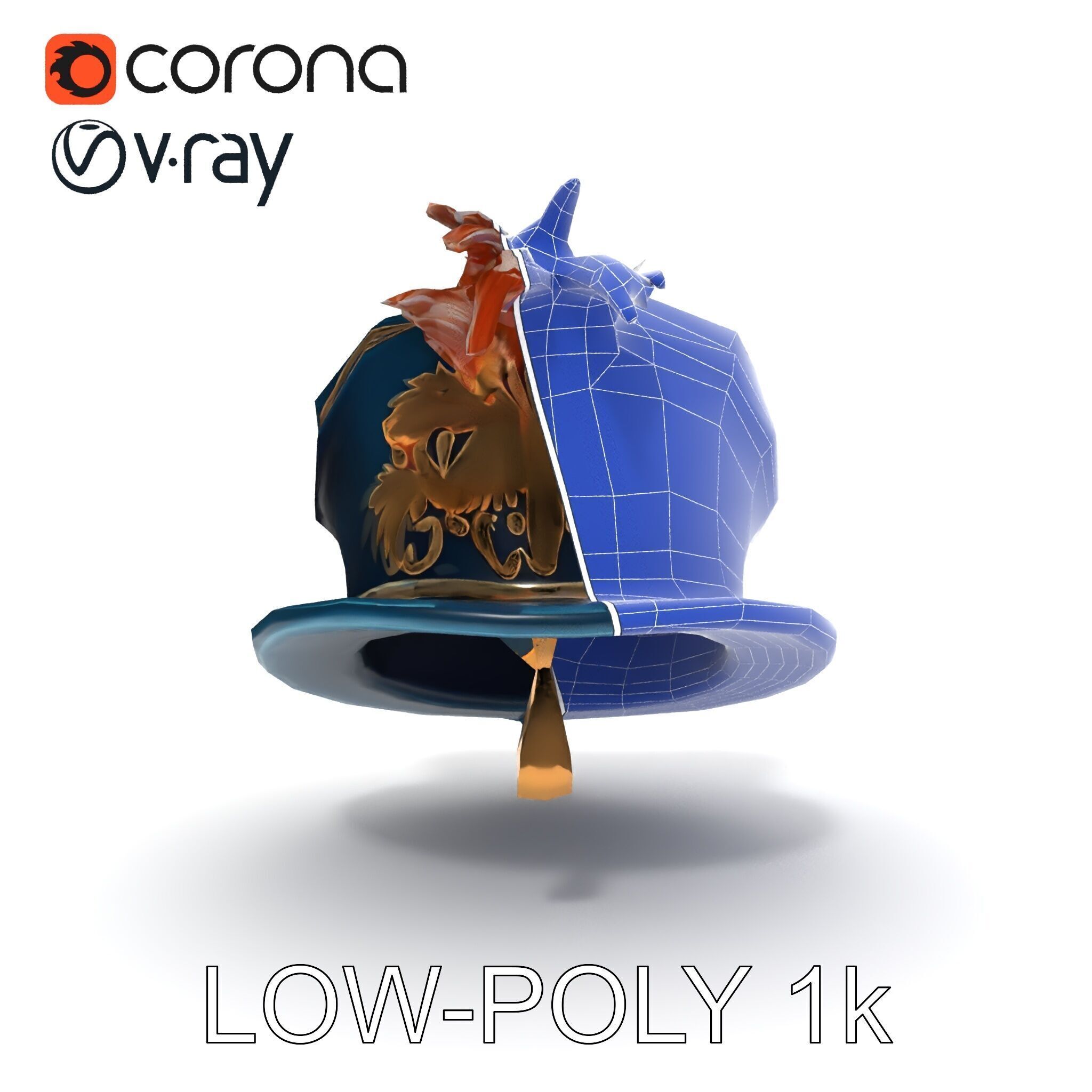 Ornate Military Hat D Model Pack Low-poly 3D model_7