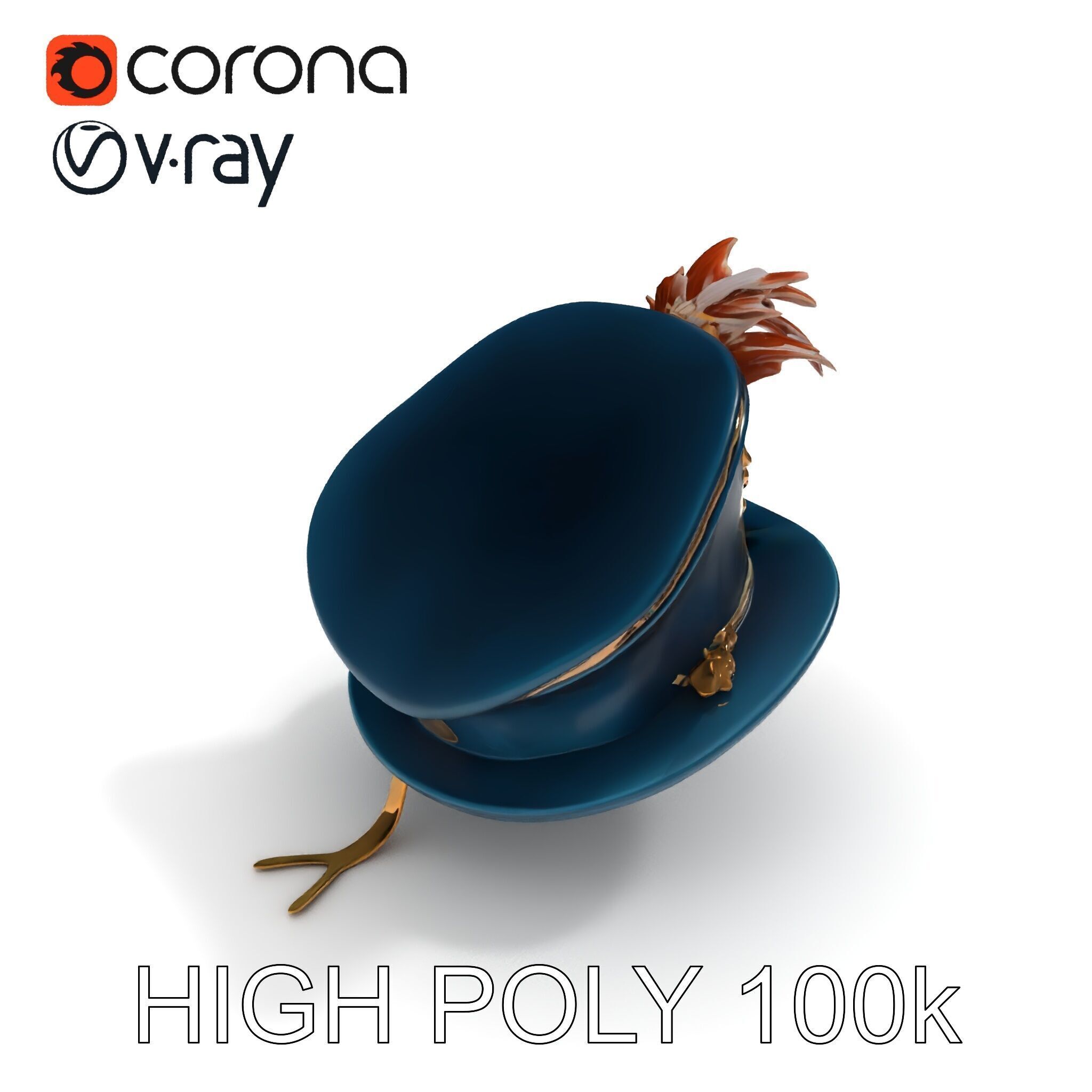 Ornate Military Hat D Model Pack Low-poly 3D model_21