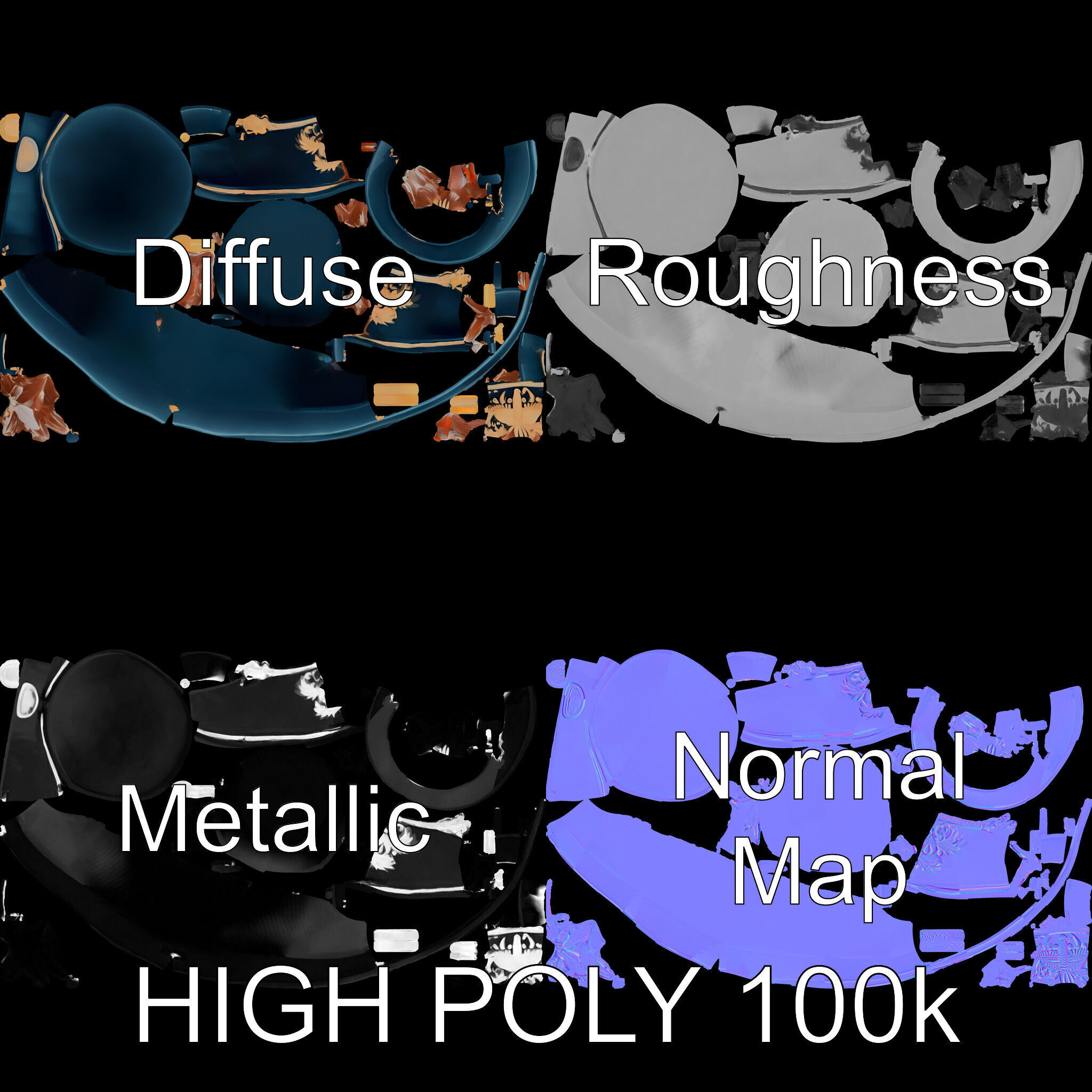 Ornate Military Hat D Model Pack Low-poly 3D model_2