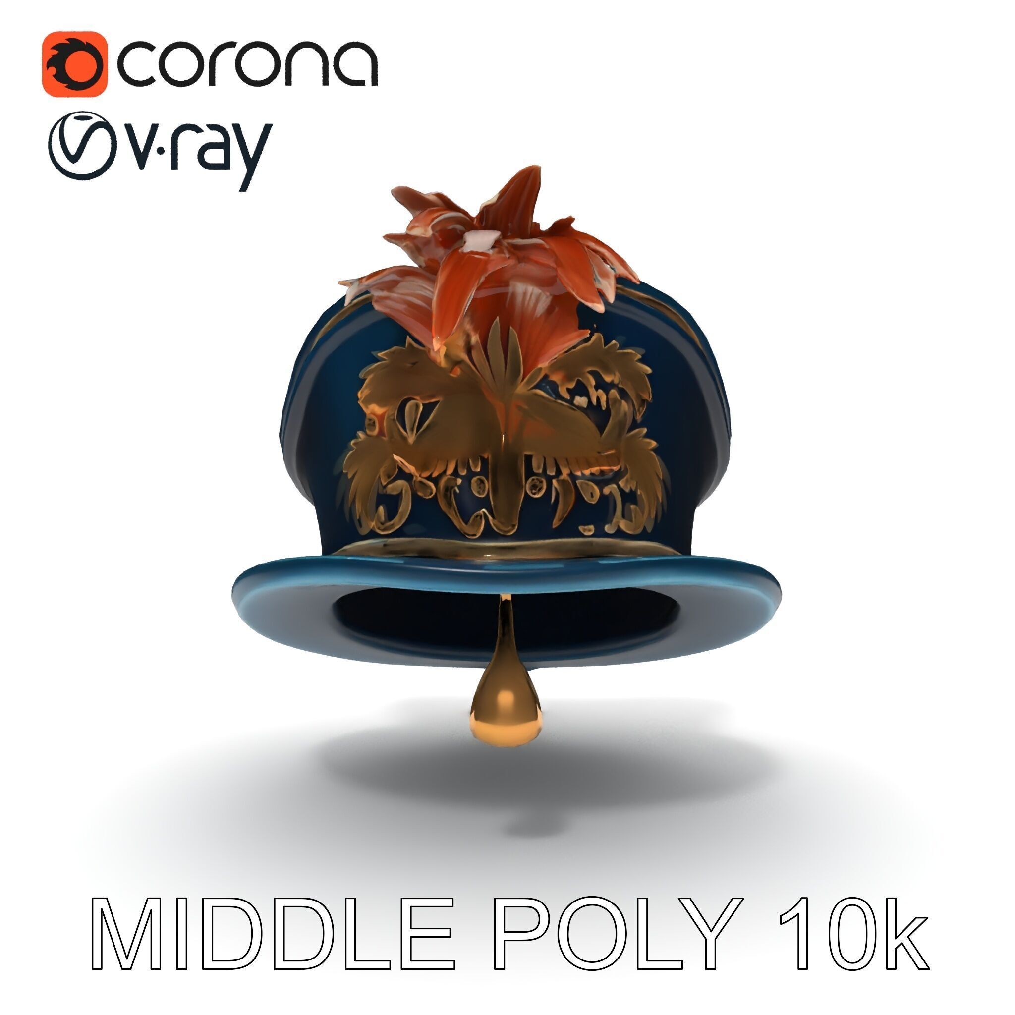 Ornate Military Hat D Model Pack Low-poly 3D model_22