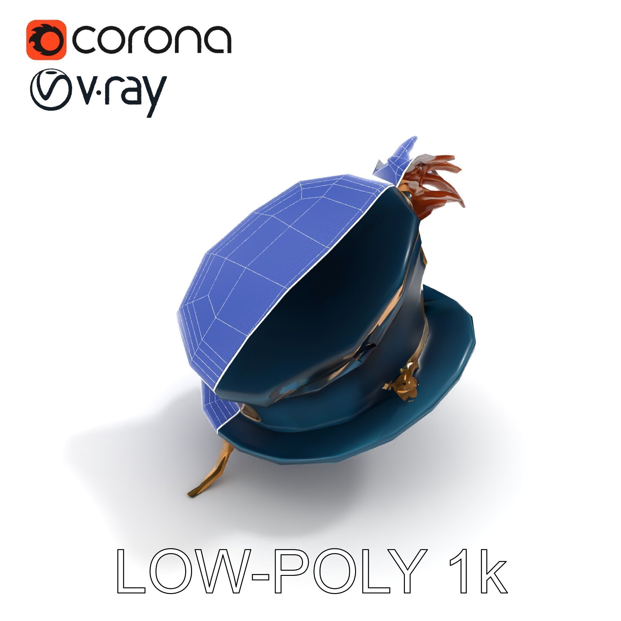 Ornate Military Hat D Model Pack Low-poly 3D model_20