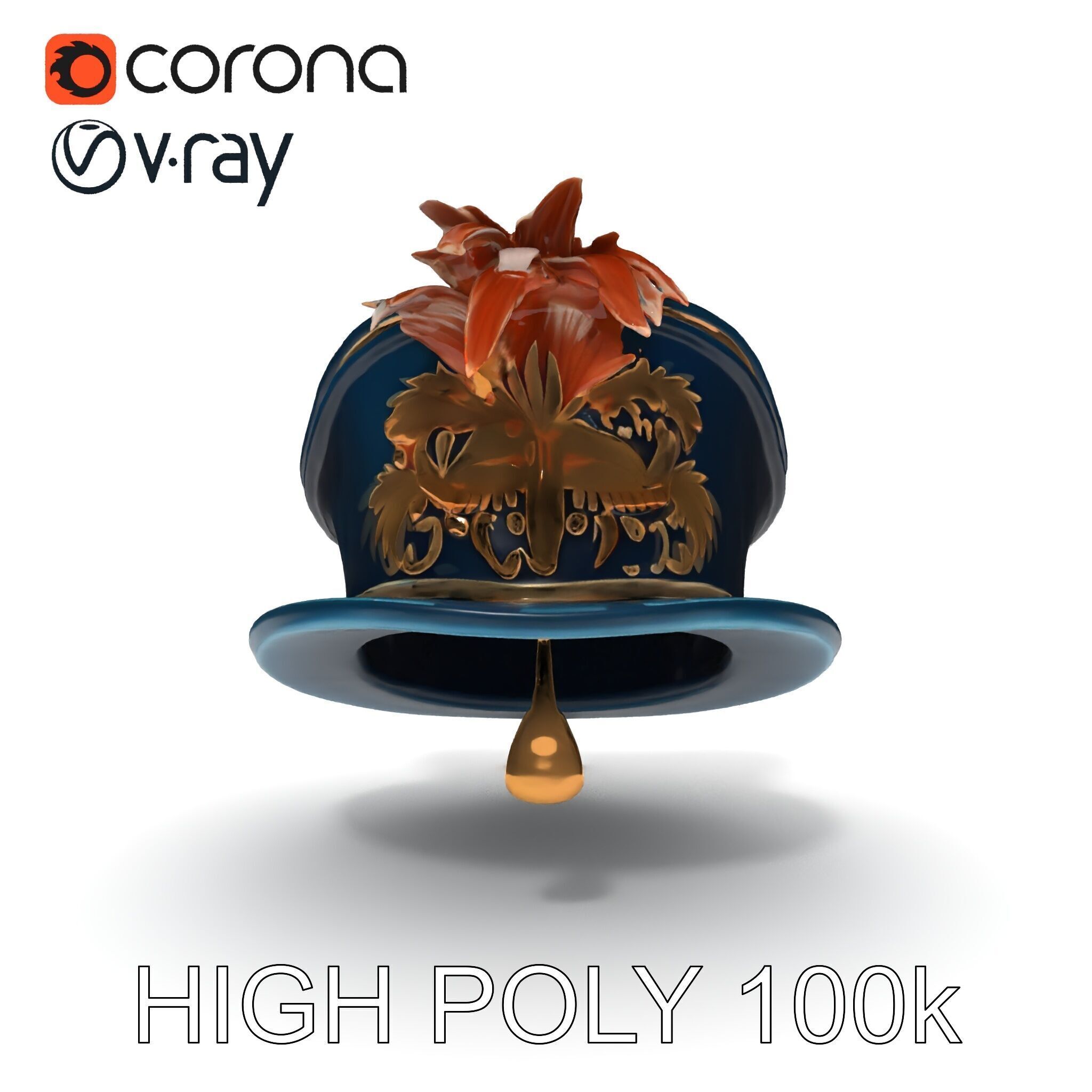 Ornate Military Hat D Model Pack Low-poly 3D model_11