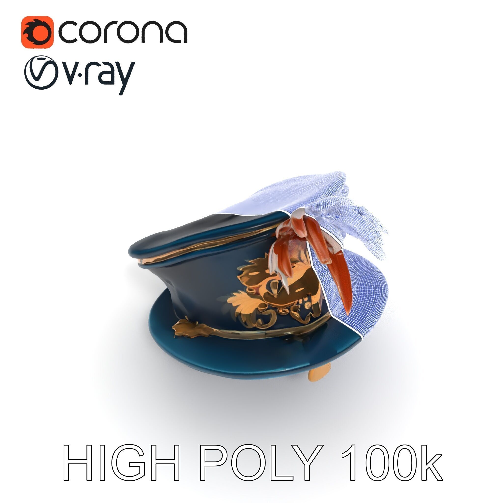 Ornate Military Hat D Model Pack Low-poly 3D model_24