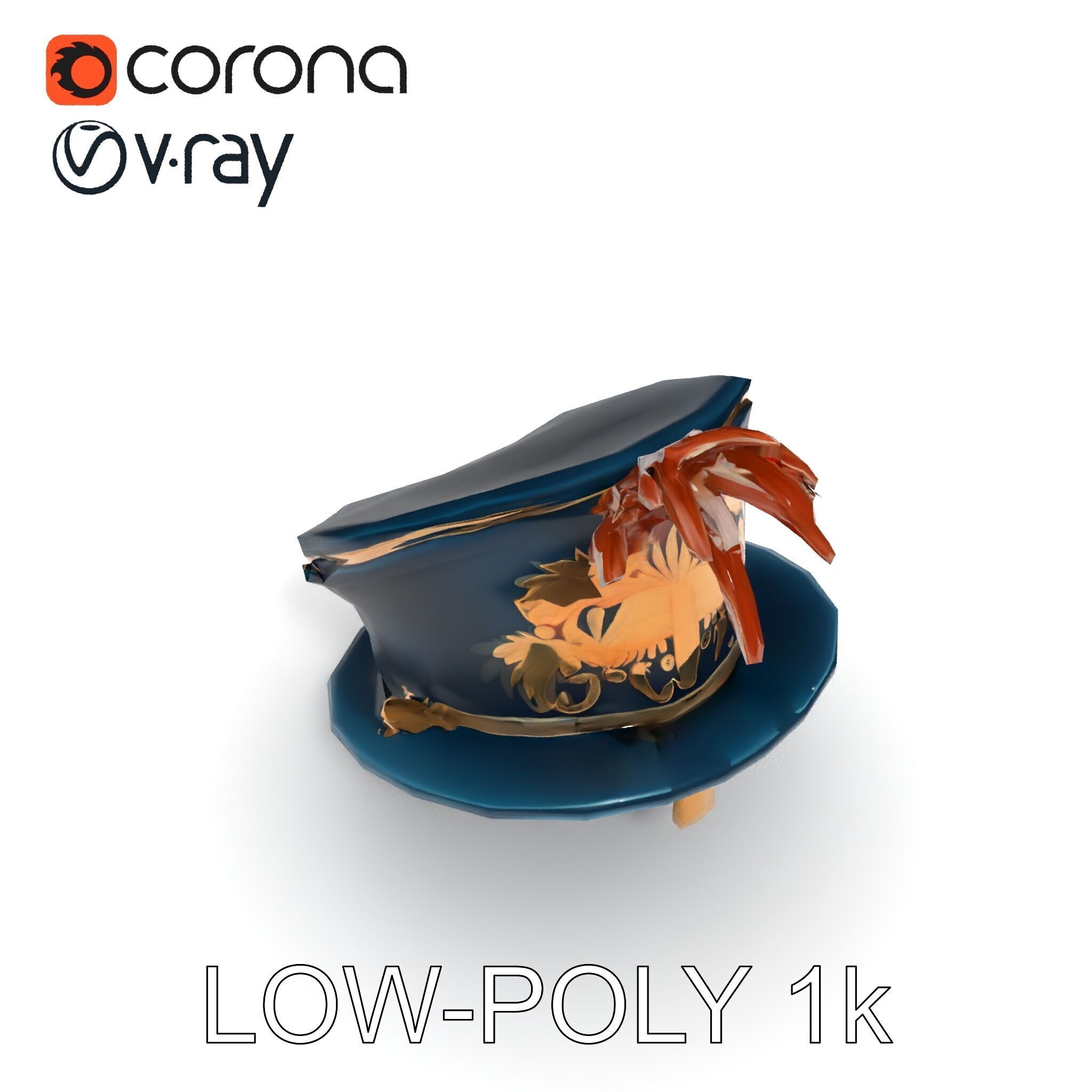 Ornate Military Hat D Model Pack Low-poly 3D model_26