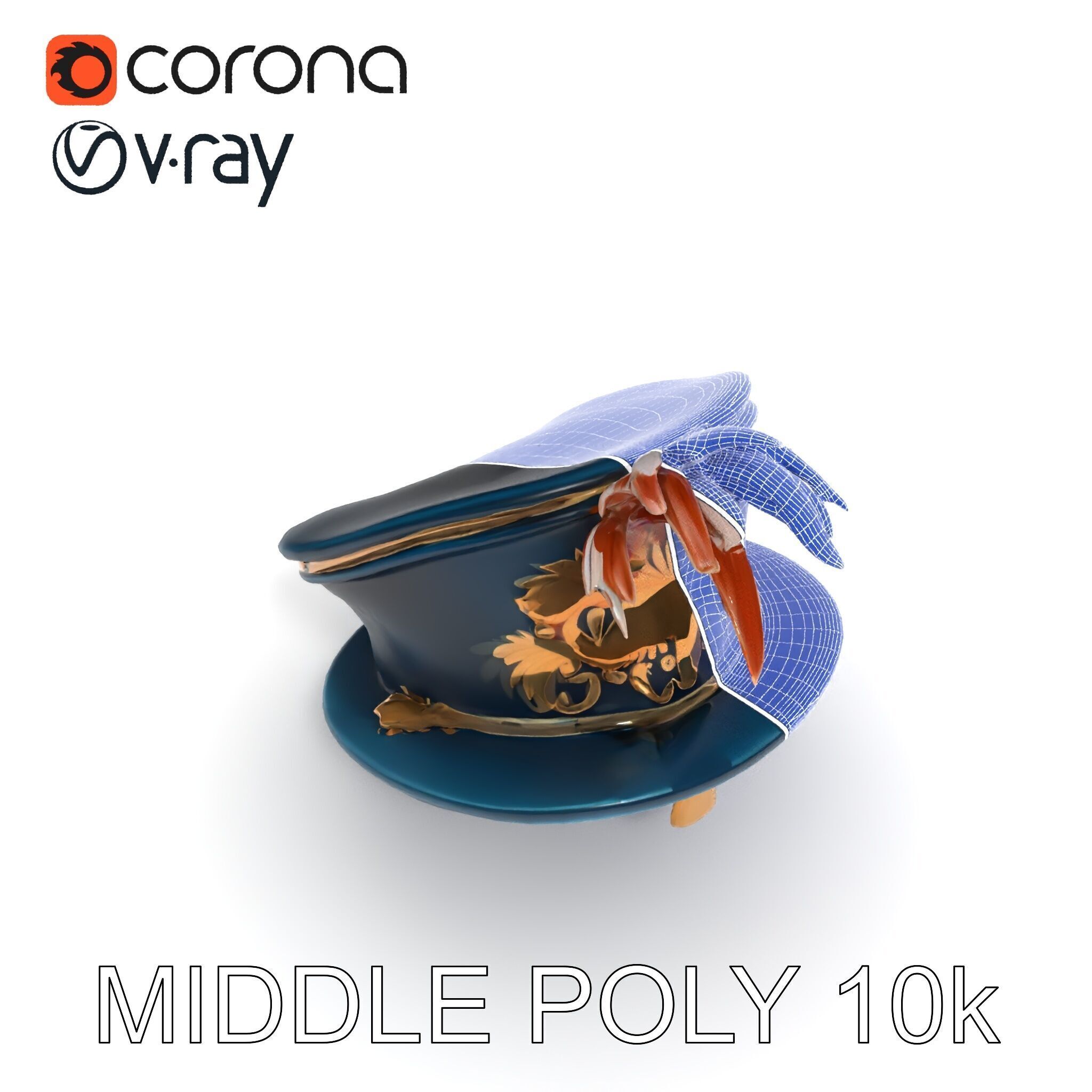 Ornate Military Hat D Model Pack Low-poly 3D model_27