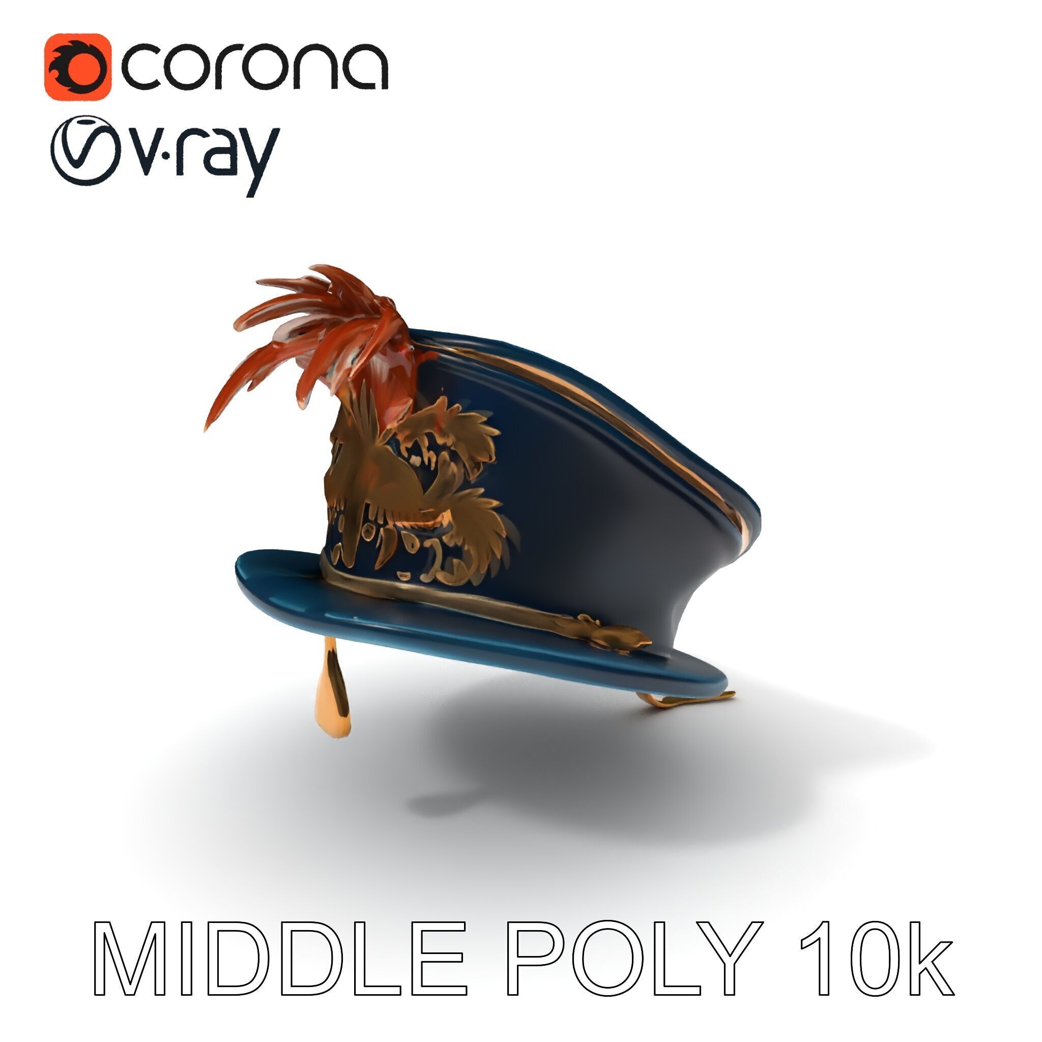 Ornate Military Hat D Model Pack Low-poly 3D model_6