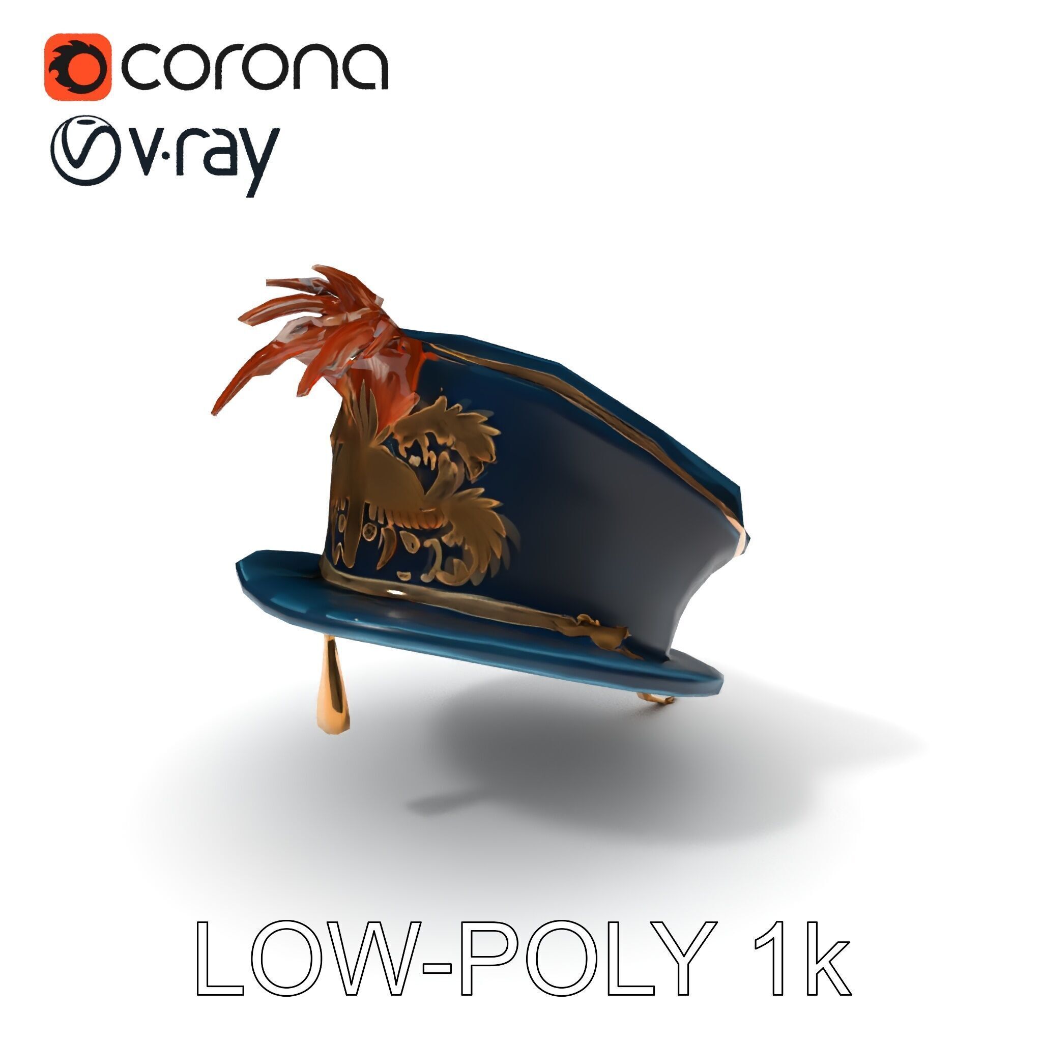 Ornate Military Hat D Model Pack Low-poly 3D model_23