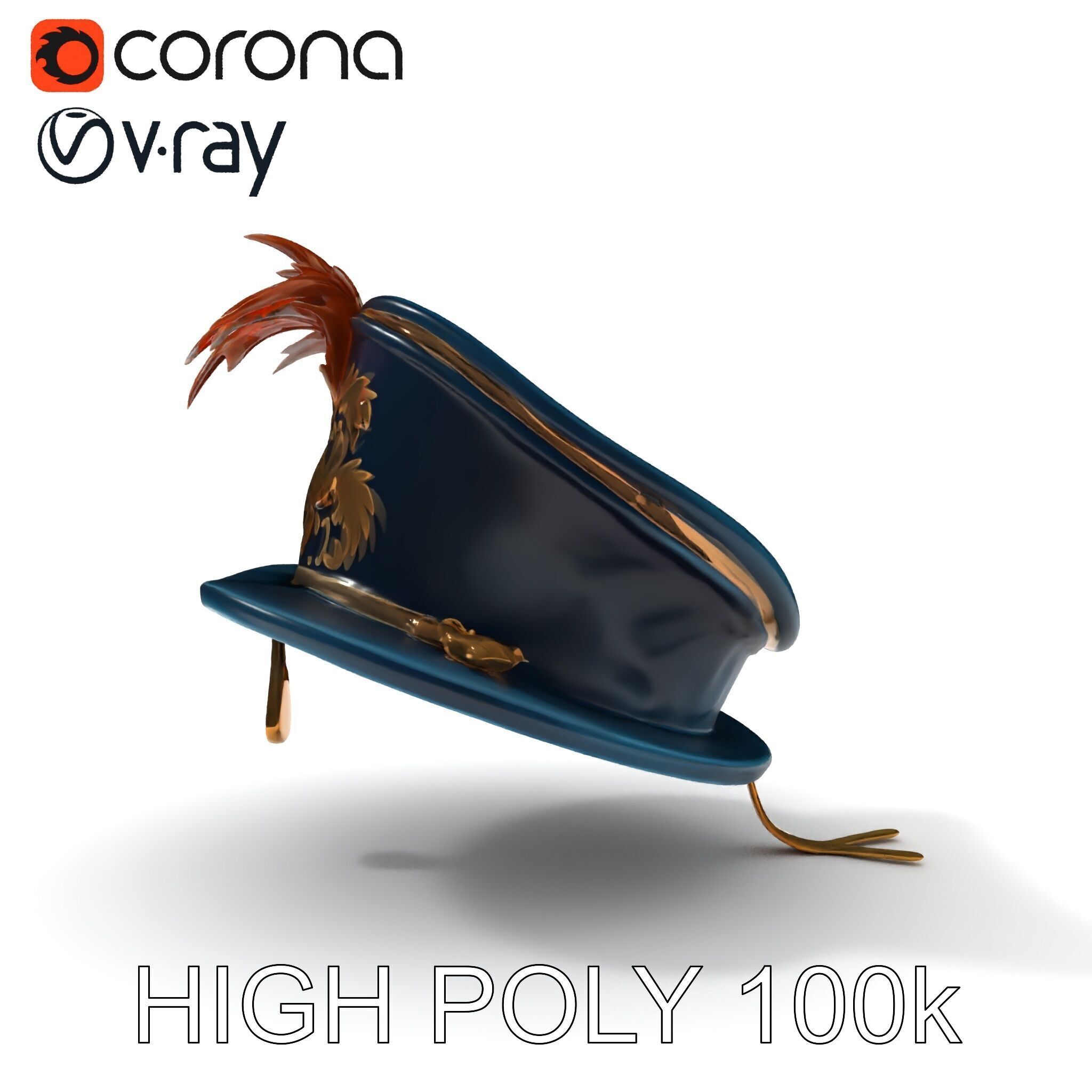 Ornate Military Hat D Model Pack Low-poly 3D model_34